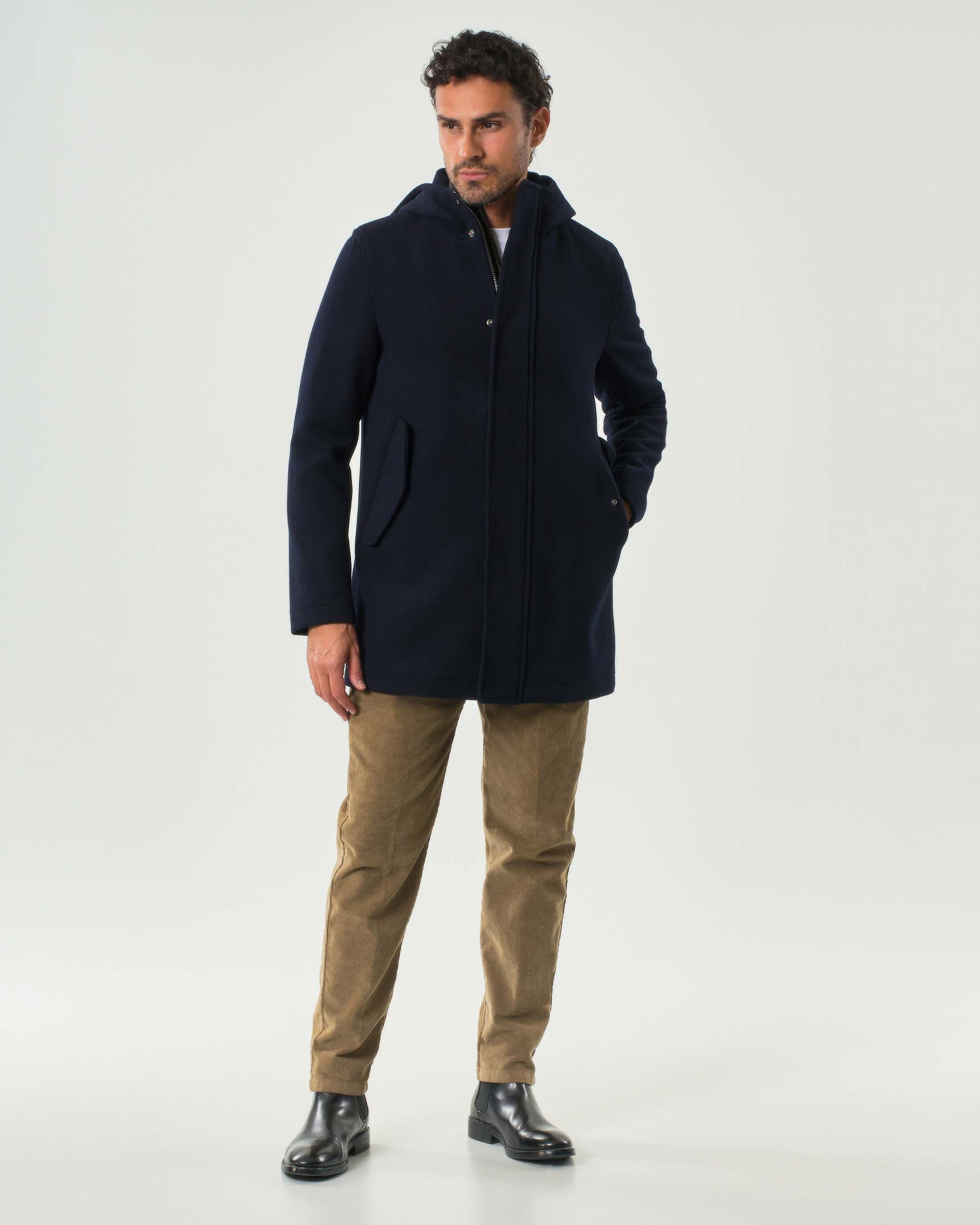 Parka Manuel Ritz blu in panno di misto lana