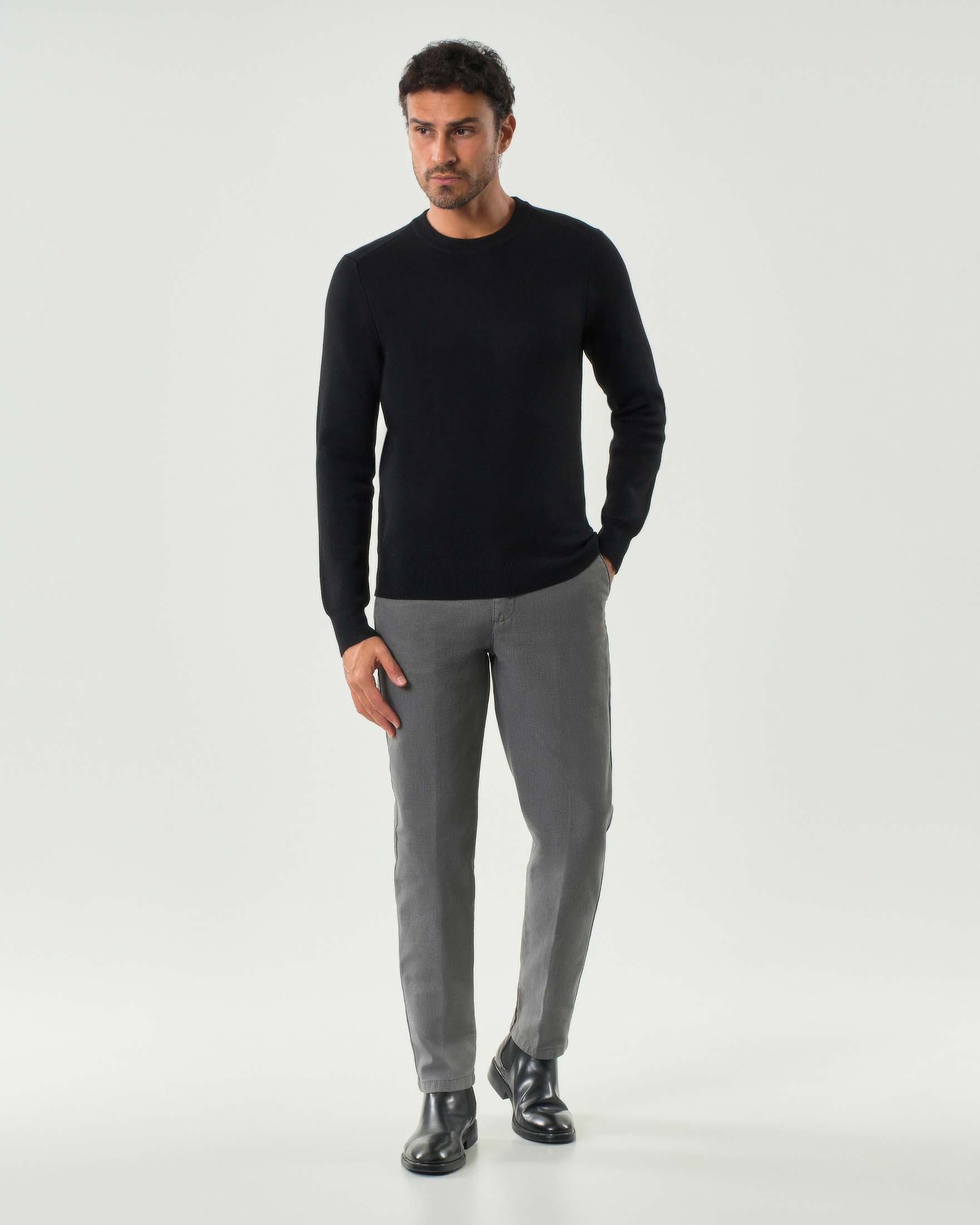 Pantalone chino grigio in misto cotone stretch micro armatura
