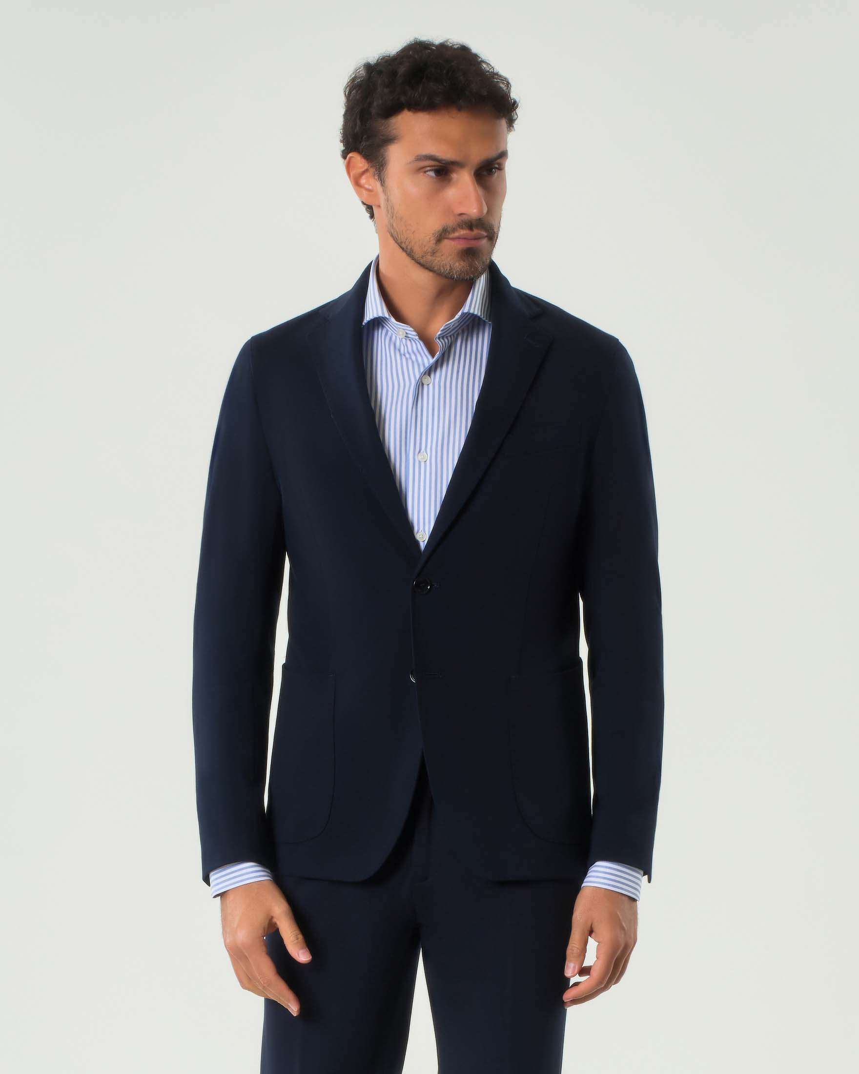 Paul Baker — Blazer Paul Baker blu in jersey di viscosa stretch