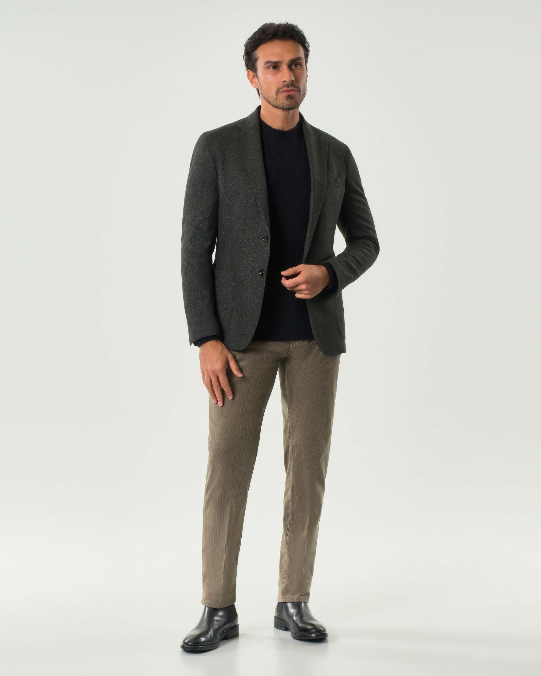 Blazer Paul Baker verde scuro in jersey di viscosa stretch micro armatura