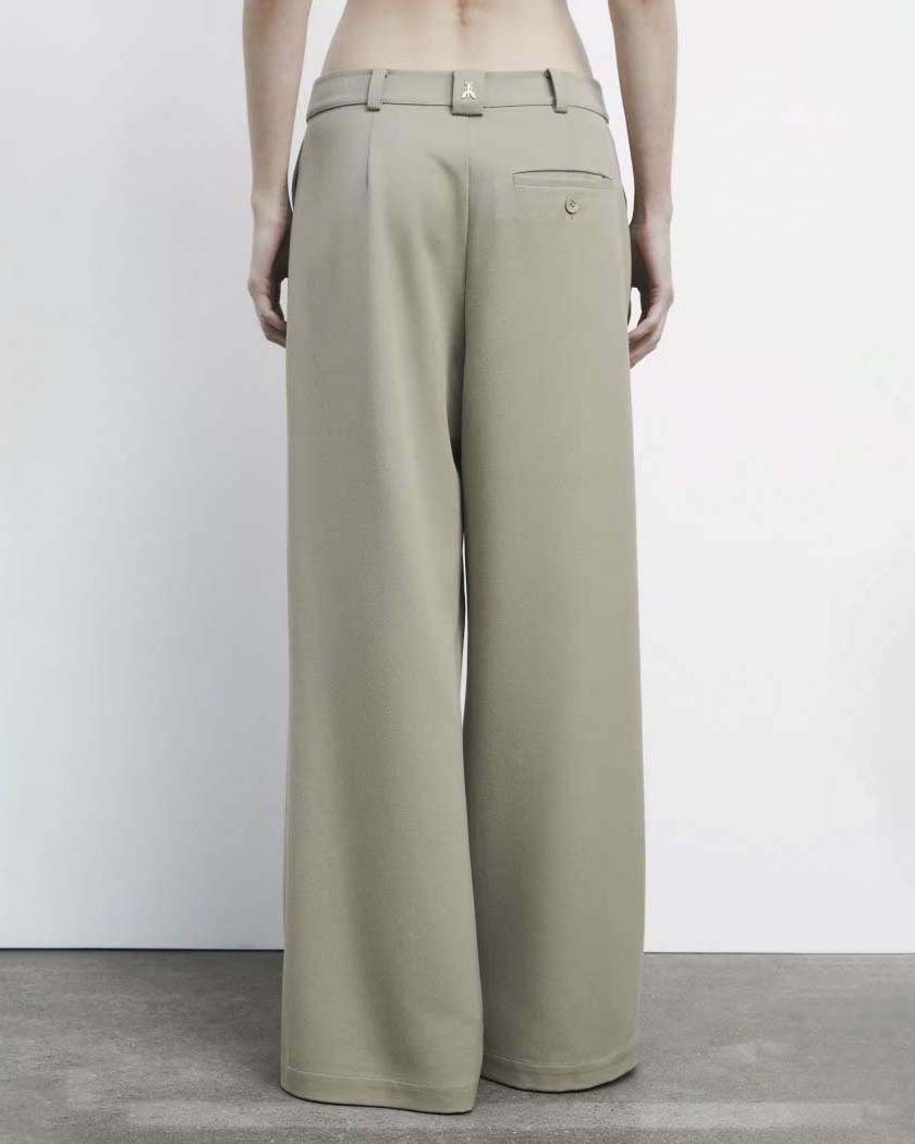 Pantaloni beige Patrizia Pepe dalla linea dritta con pinces in vita in gabardina pesante di misto viscosa