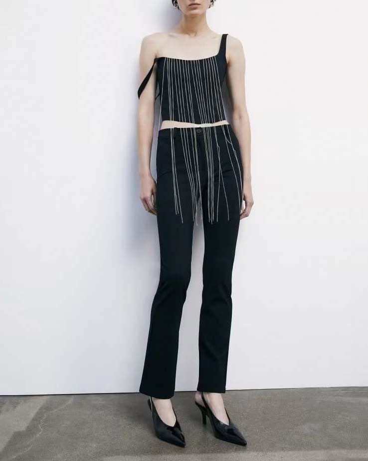 Pantaloni neri skinny Patrizia Pepe misto viscosa lavorata a punto Milano