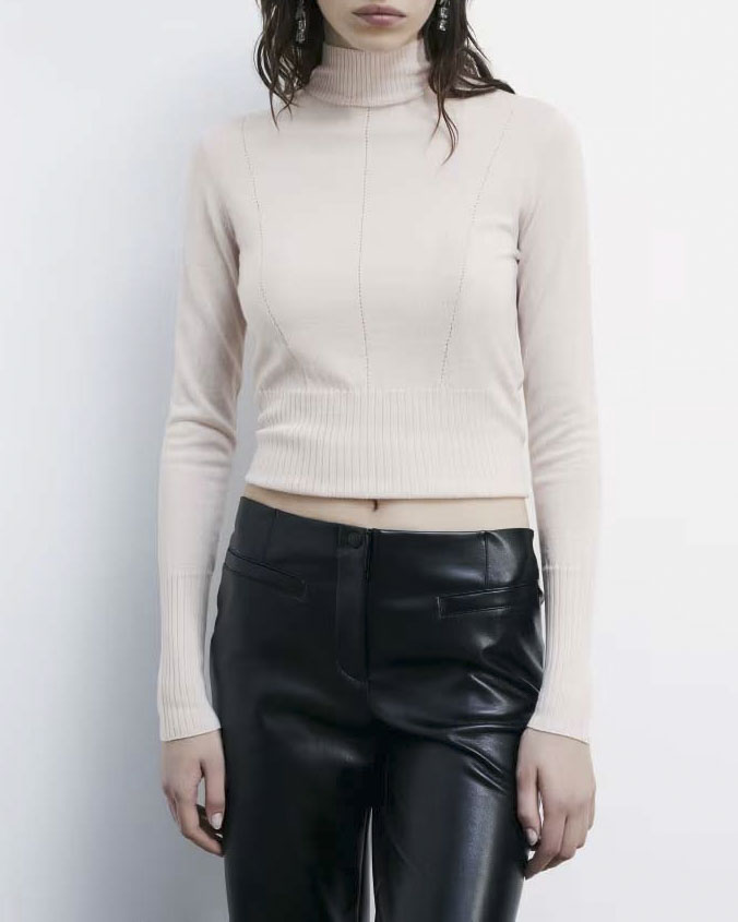 Dolcevita cropped beige Patrizia Pepe in lana