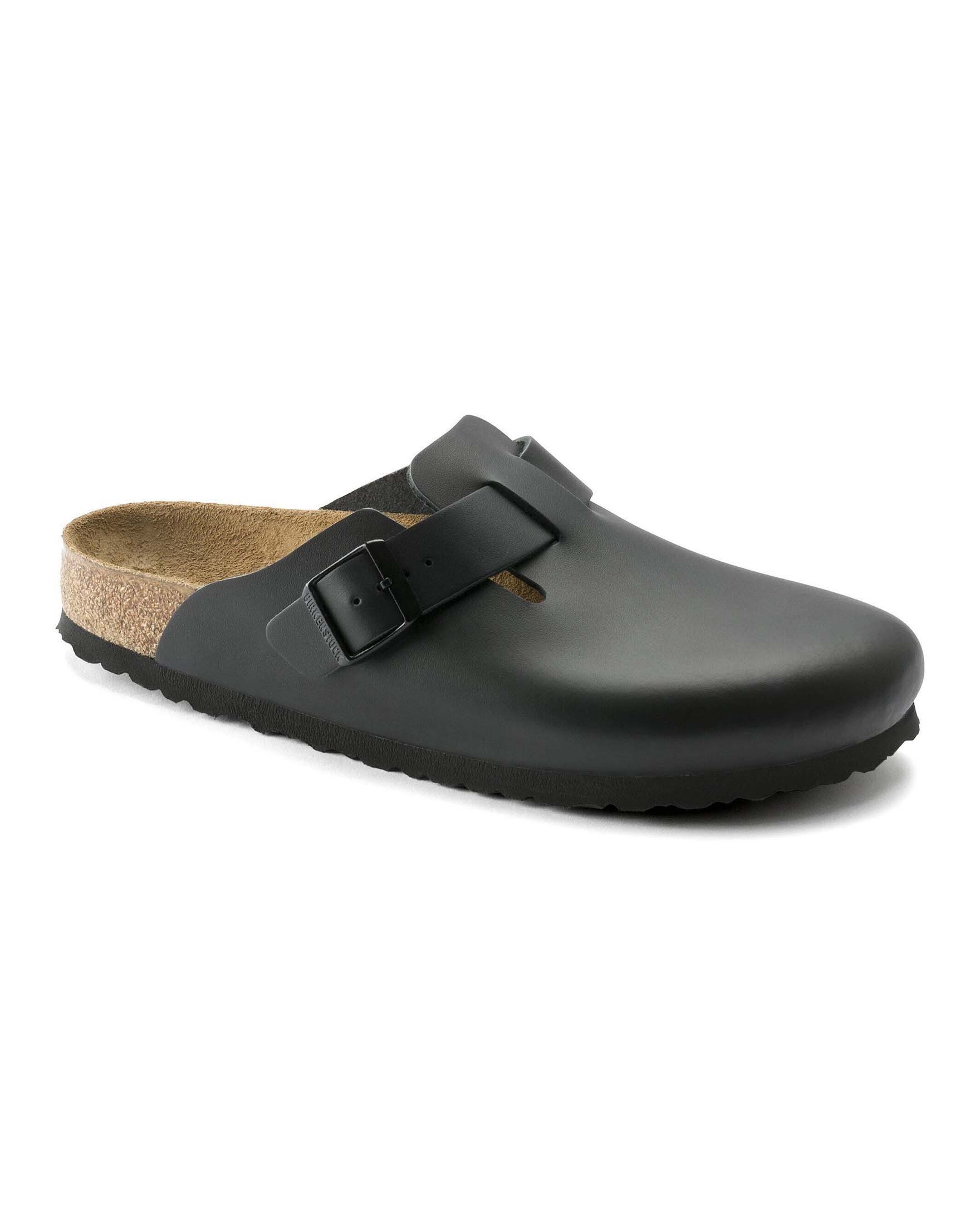 Sandalo Boston nero Birkenstock in pelle nera liscia