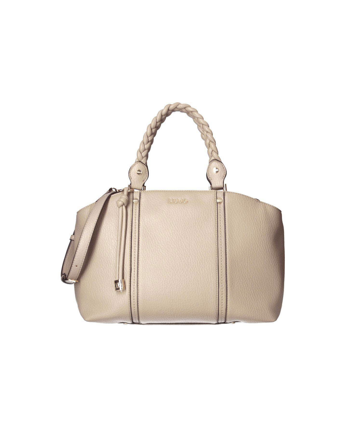 Borsa Liu Jo Accessories beige in similpelle con manici intrecciati e logo applicato