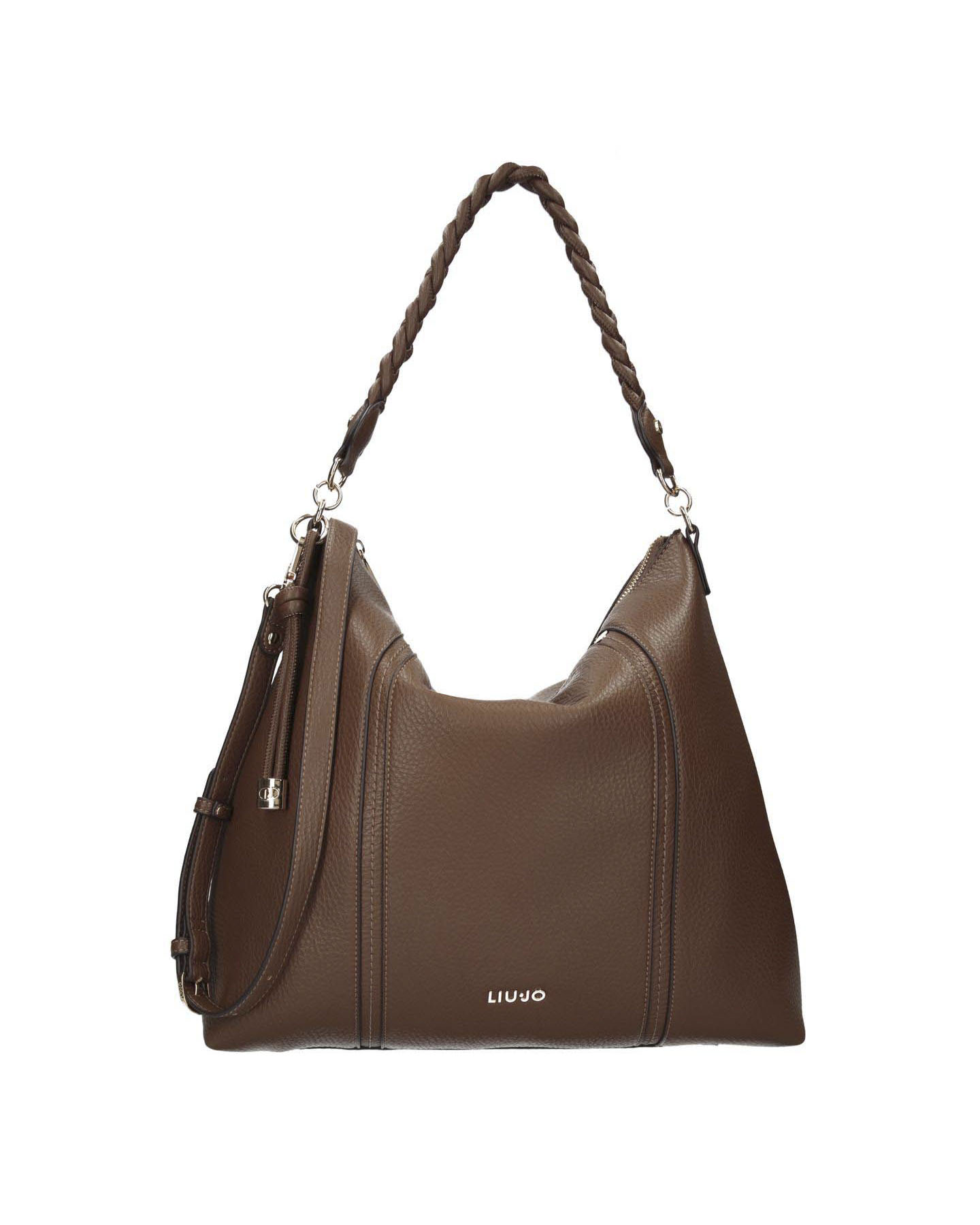 Borsa hobo Liu Jo Accessories tabacco in similpelle con logo applicato e manico intrecciato