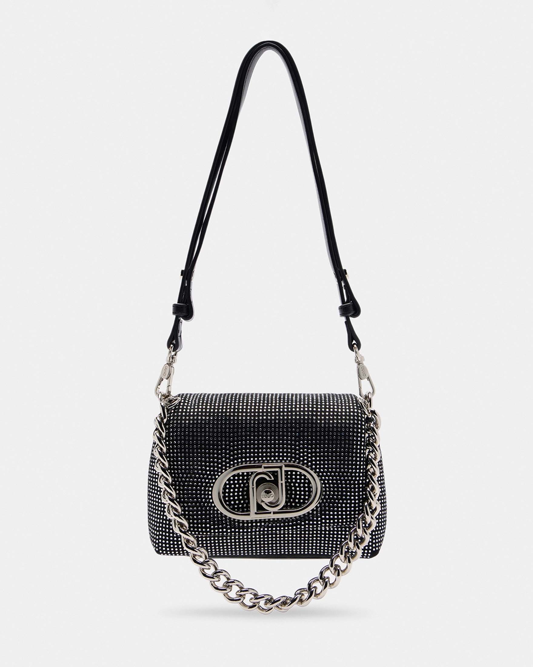 Borsa Liu Jo Accessories nera in similpelle con applicazioni di strass e catena