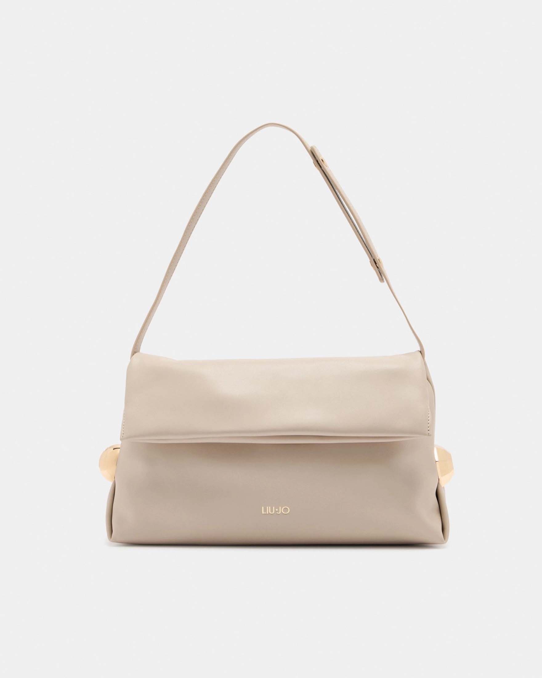 Borsa a spalla Liu Jo Accessories sabbia in similpelle con logo dorato frontale