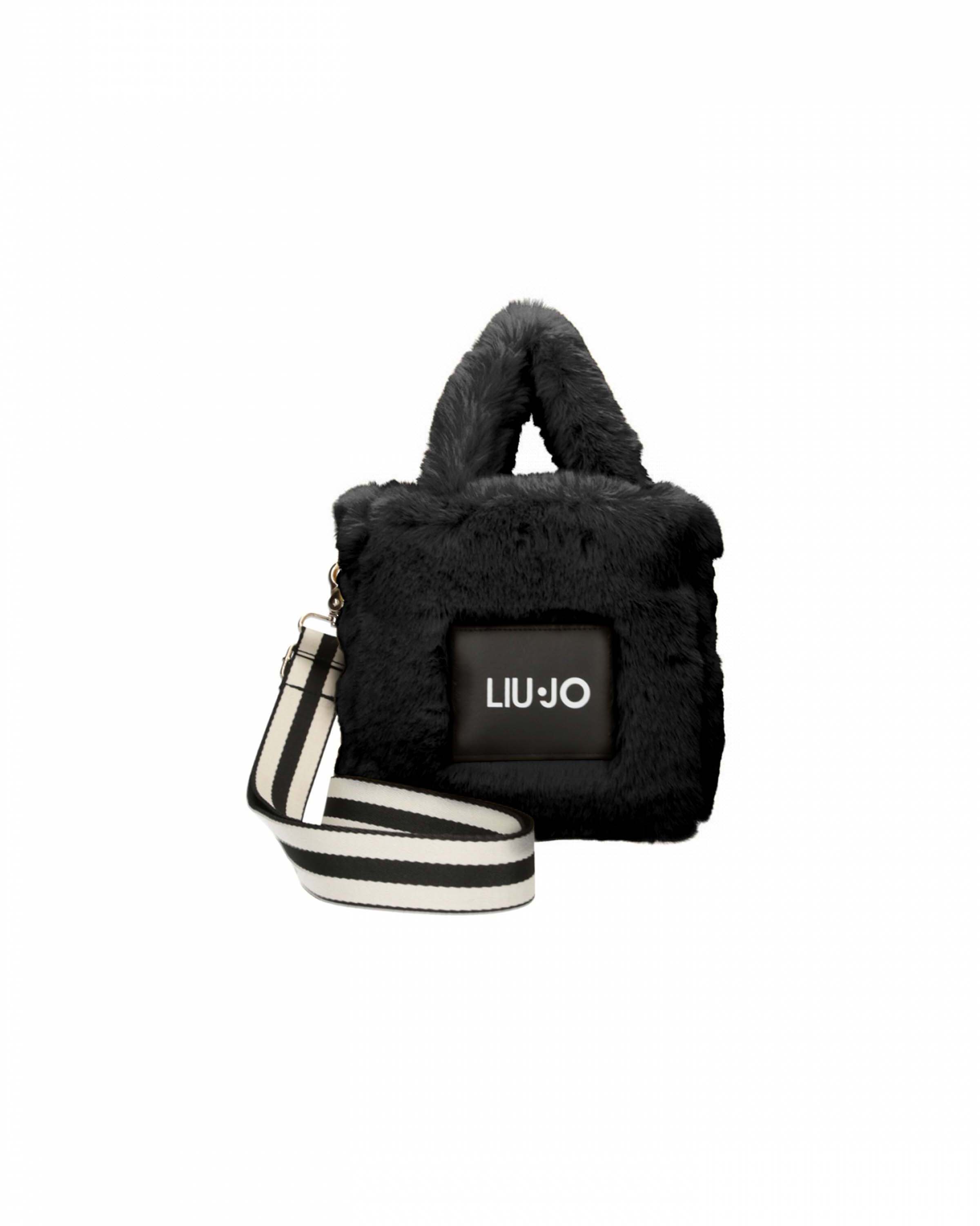 Borsa Liu Jo Sport nera in pelliccia sintetica con logo applicato