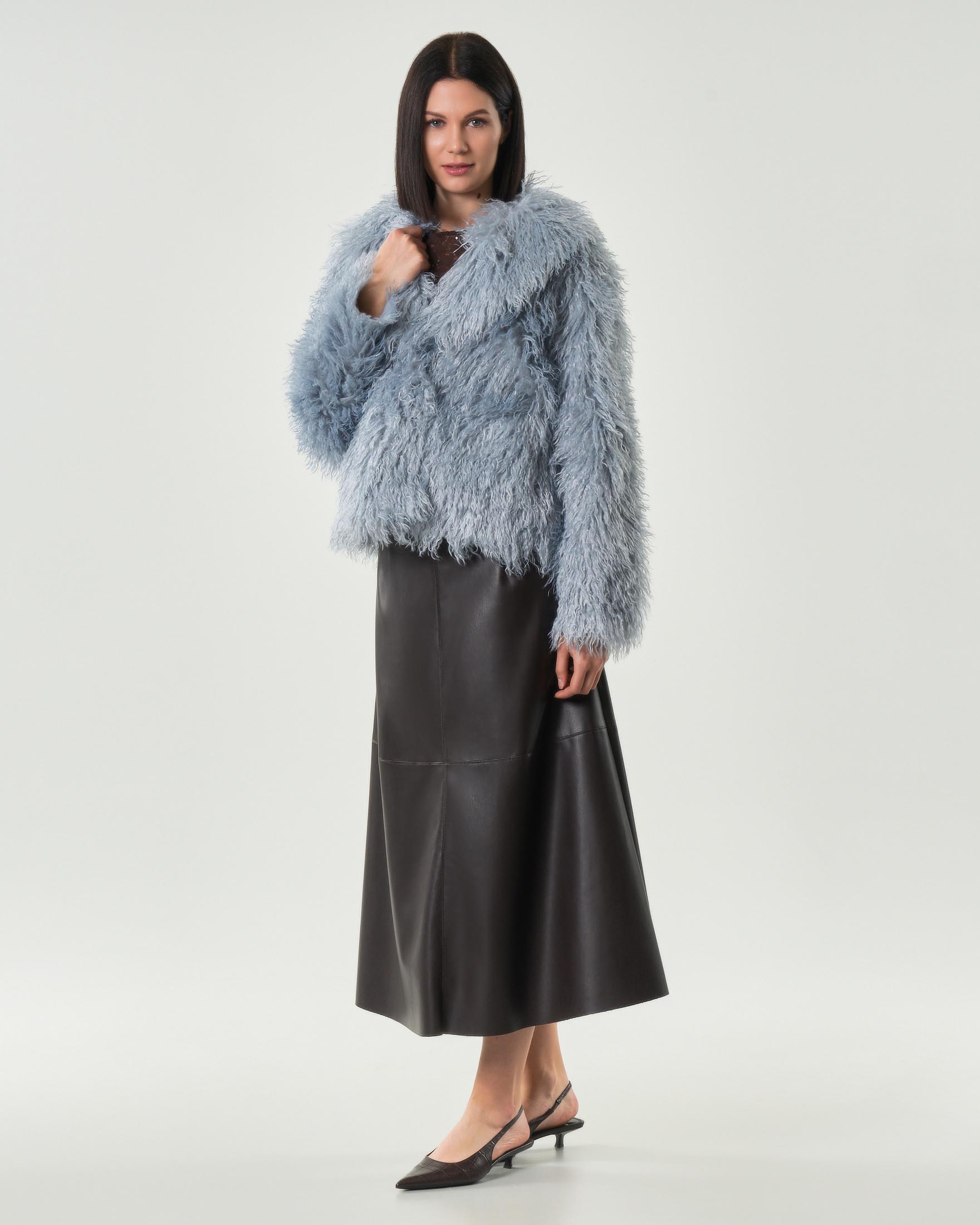 Ecopelliccia corza azzurra Hlo! in mongolia con scollo a rever