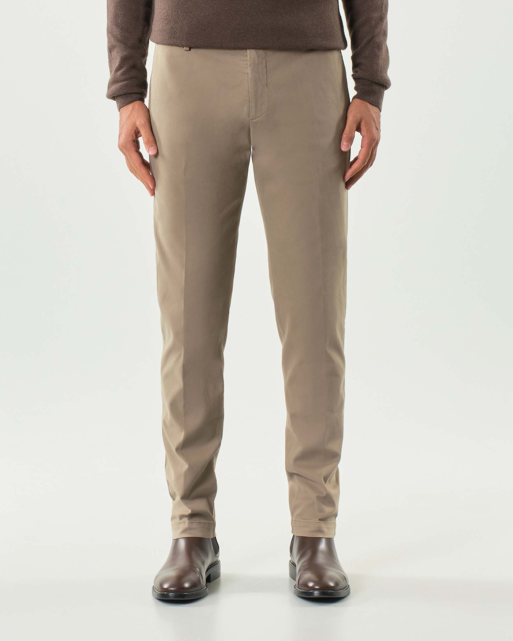 Pantaloni chino Ashki.i color noce in misto cotone e modal stretch image