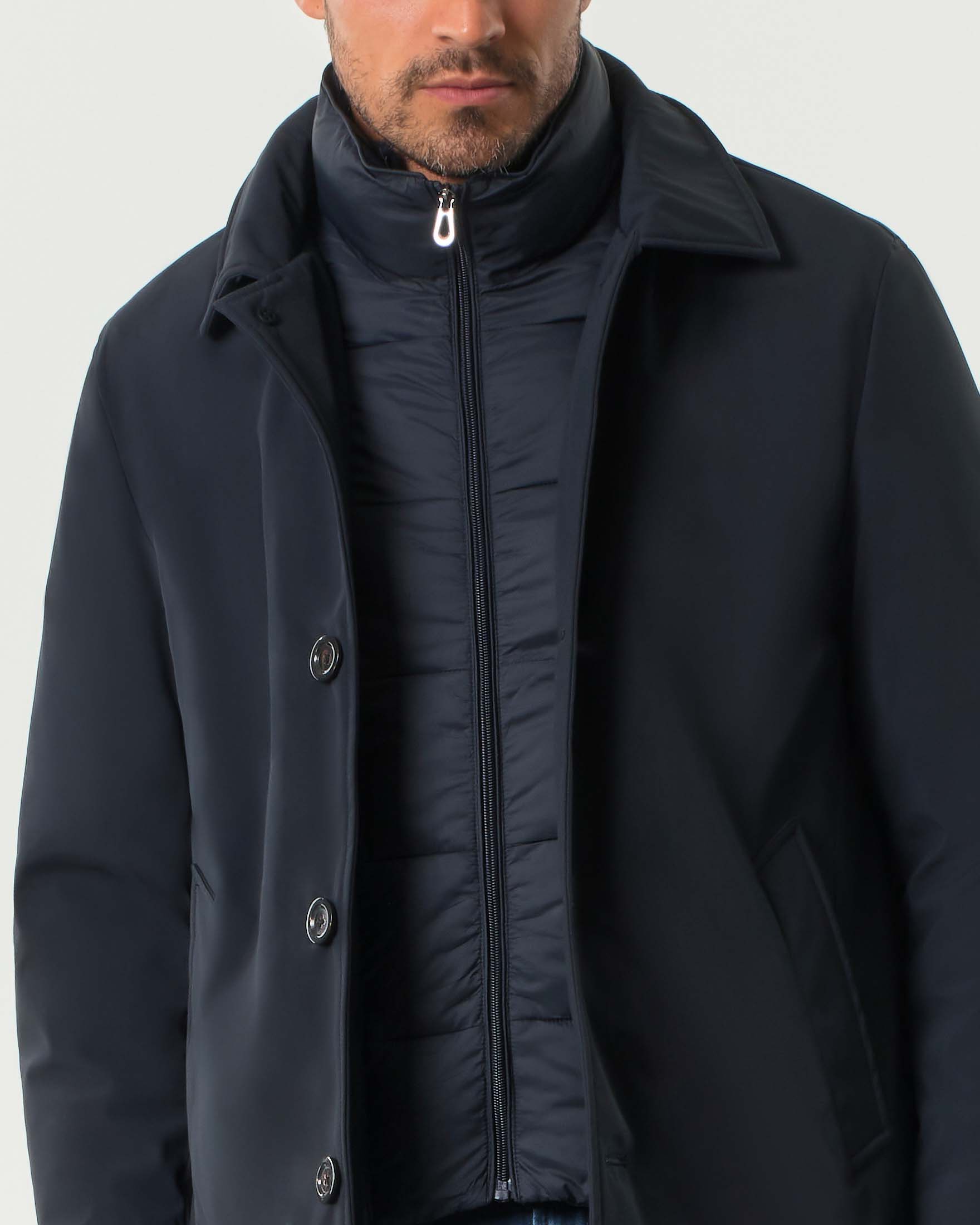 Impermeabile Paul Baker blu in tessuto tecnico softshell con davantino staccabile image