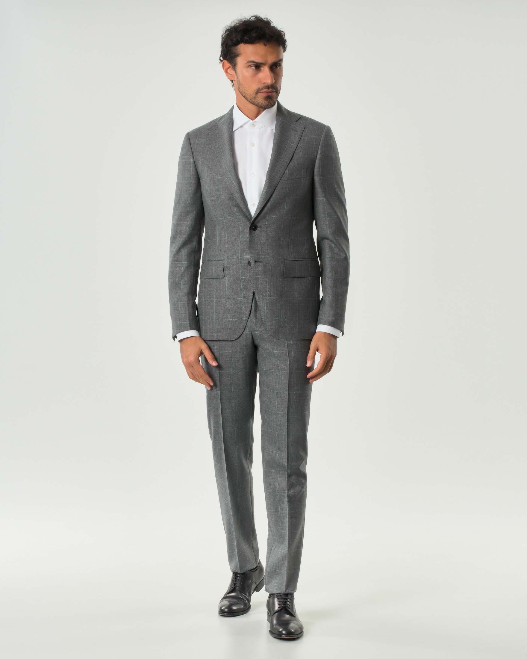 Abito Pellizzari drop7 in tela di lana Vitale Barberis Canonico a fantasia check grigio