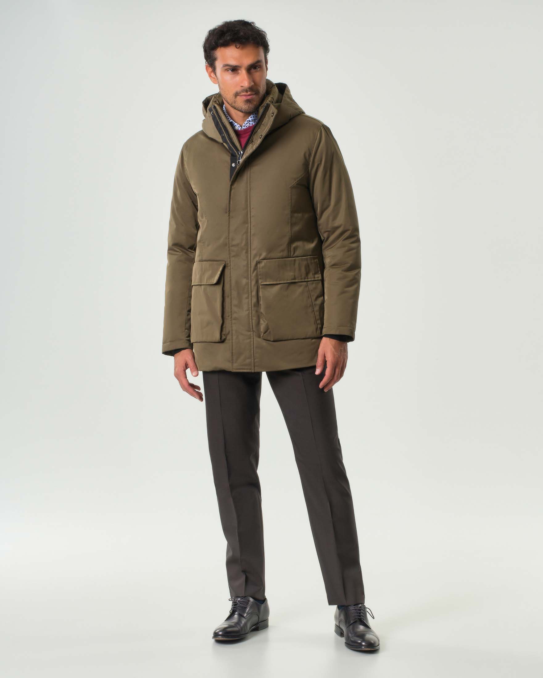 Parka Aspen Pellizzari color bronzo in misto cotone imbottito in piuma