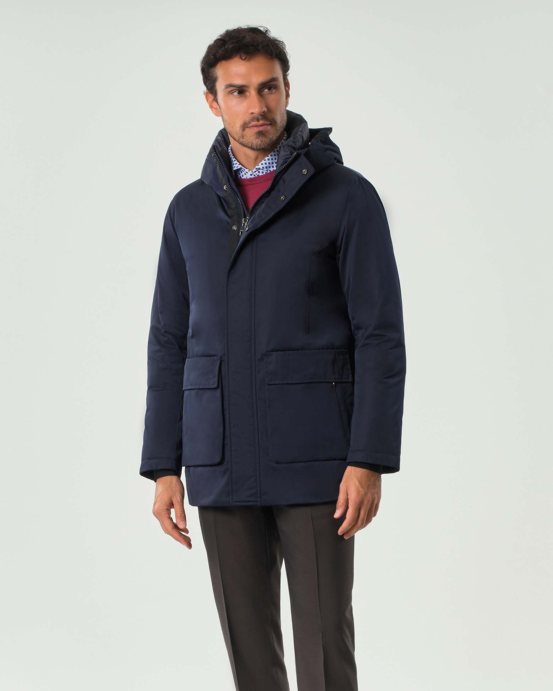 Parka Aspen Pellizzari blu in misto cotone imbottito in piuma image