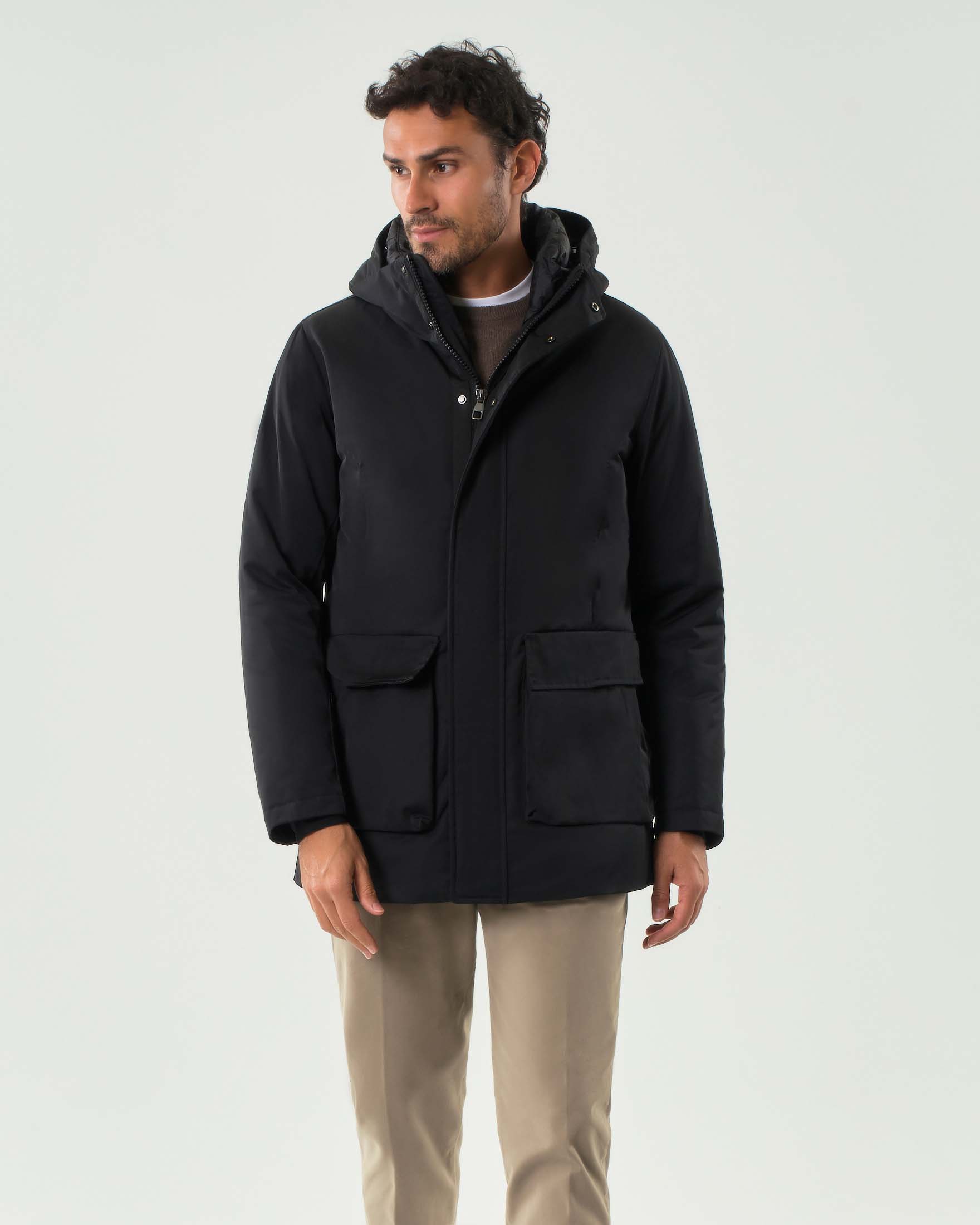 Parka Aspen Pellizzari nero in misto cotone imbottito in piuma image