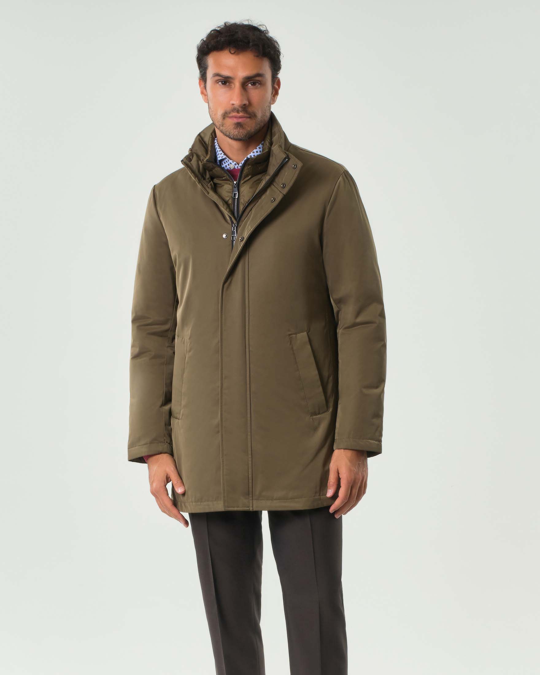 Impermeabile Amburgo Pellizzari color bronzo in misto cotone con davantino staccabile imbottito in piuma image