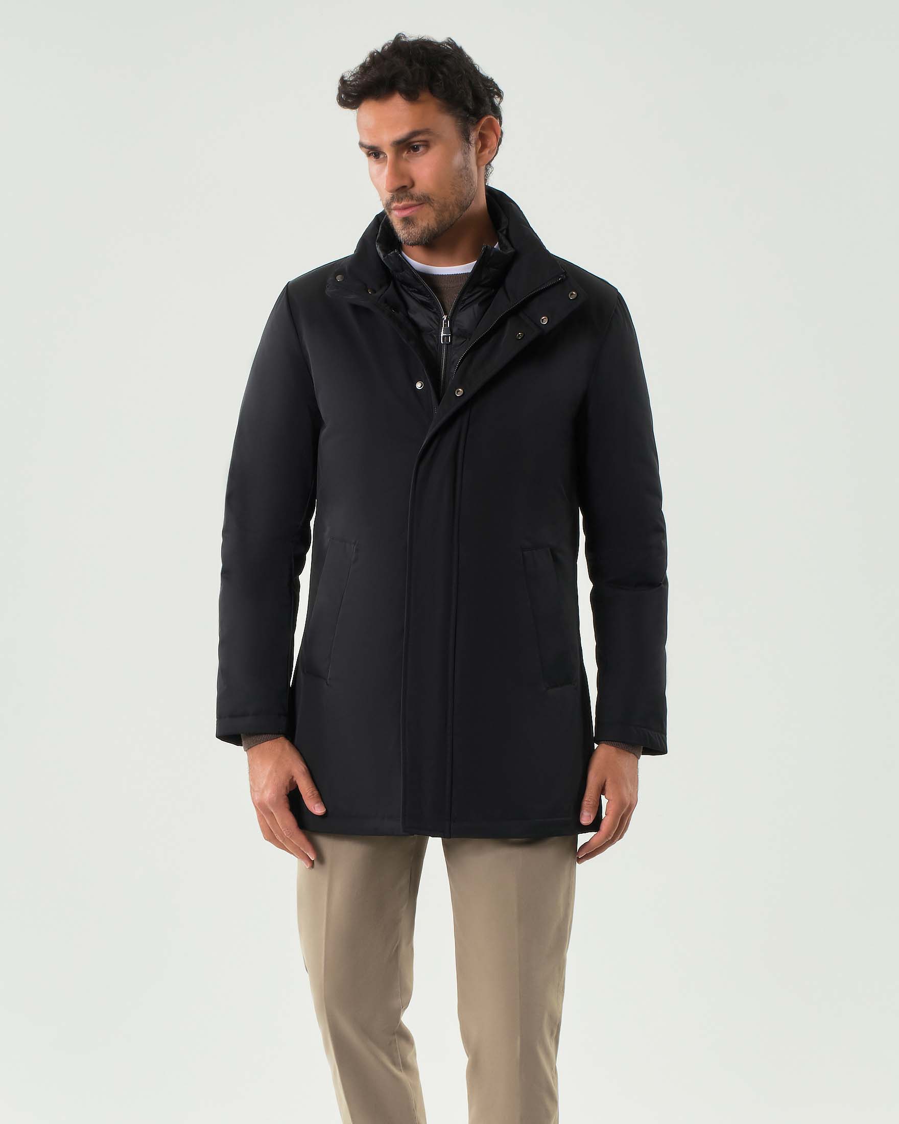 Impermeabile Amburgo Pellizzari color bronzo in misto cotone con davantino staccabile imbottito in piuma image