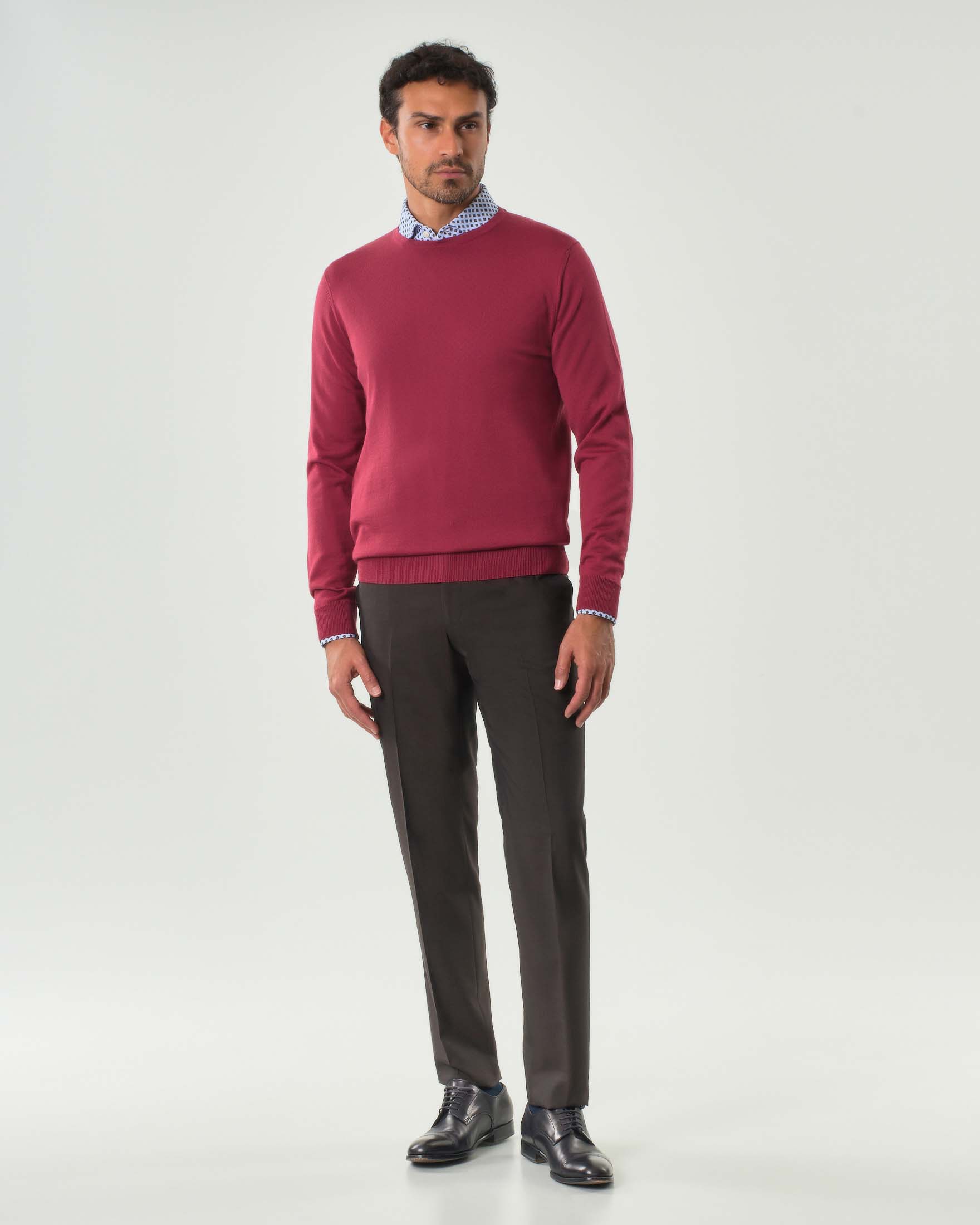 Rodolfo Pellizzari — Maglia girocollo Rodolfo Pellizzari color lampone in pura lana merino