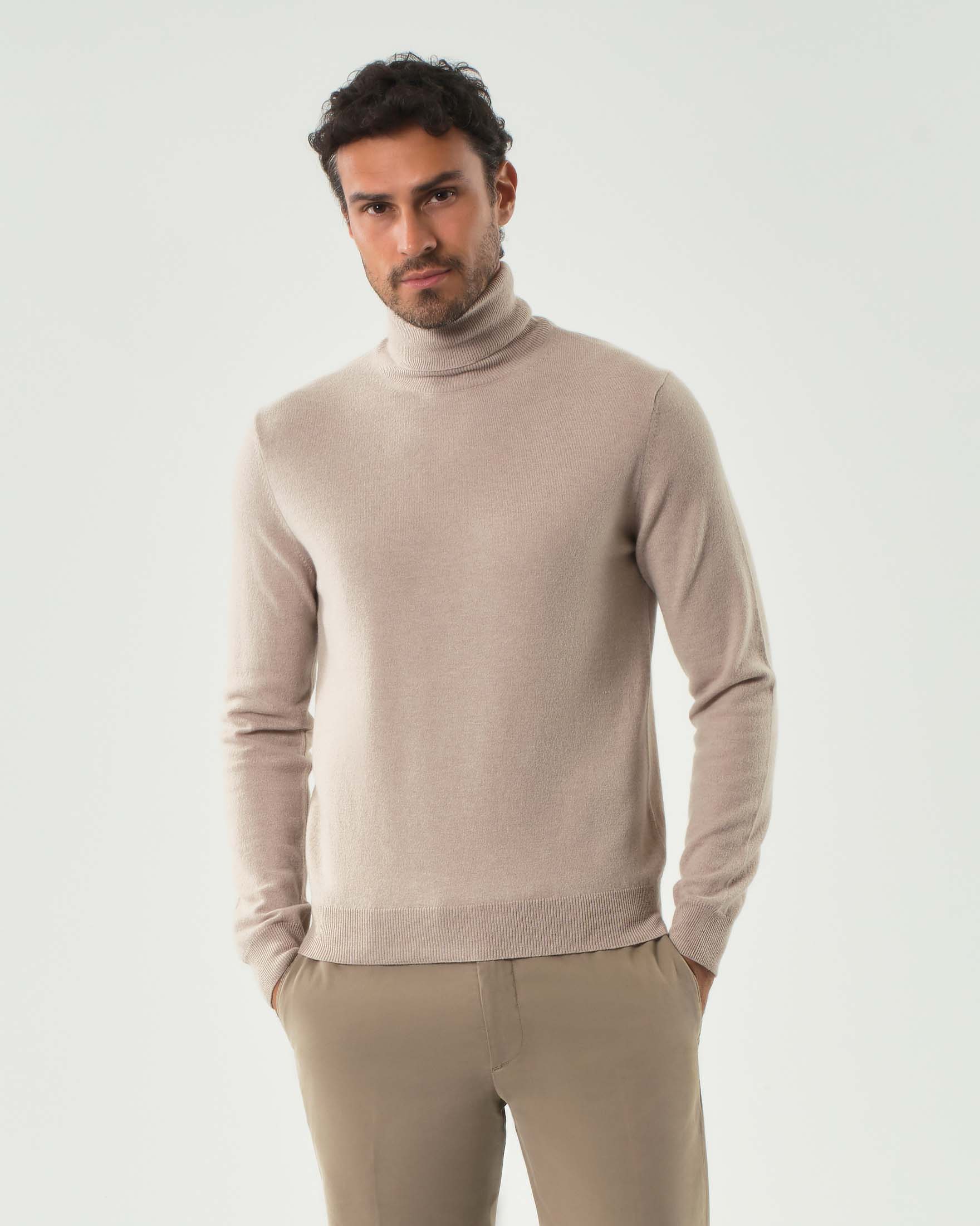 Dolcevita Pellizzari beige in misto lana e cachemire finezza 12