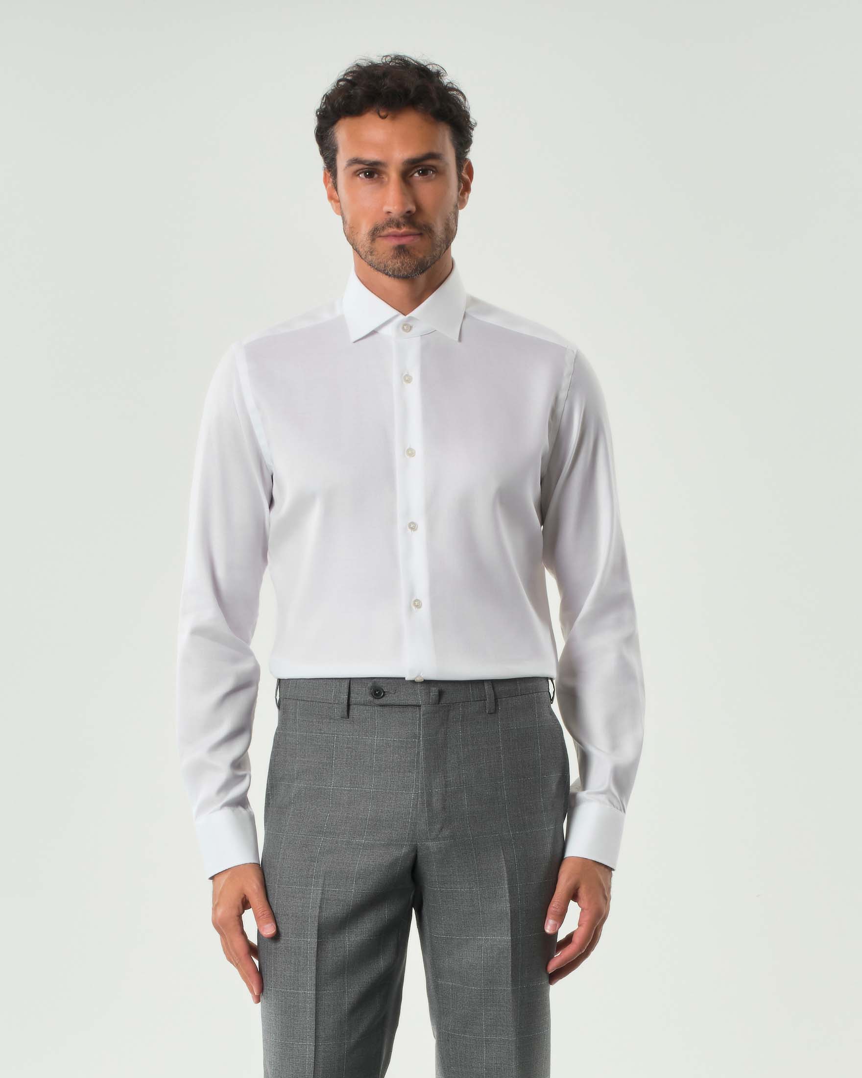 Camicia bianca in Oxford di puro cotone tailor-fit