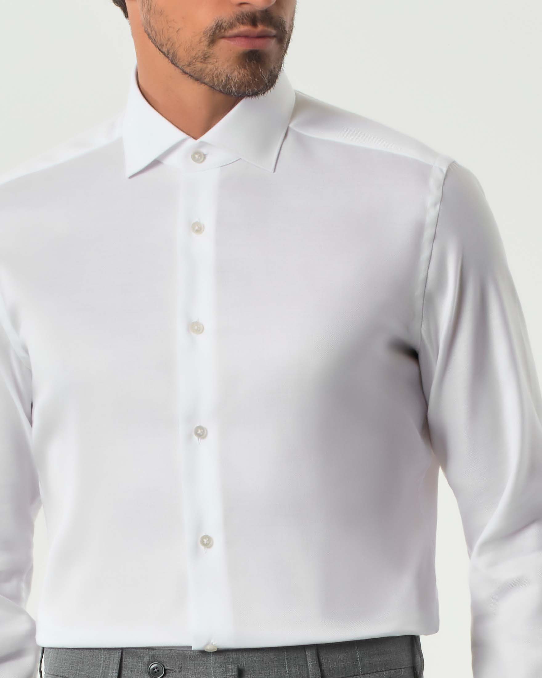 Camicia Xacus bianca in Oxford di puro cotone tailor-fit image