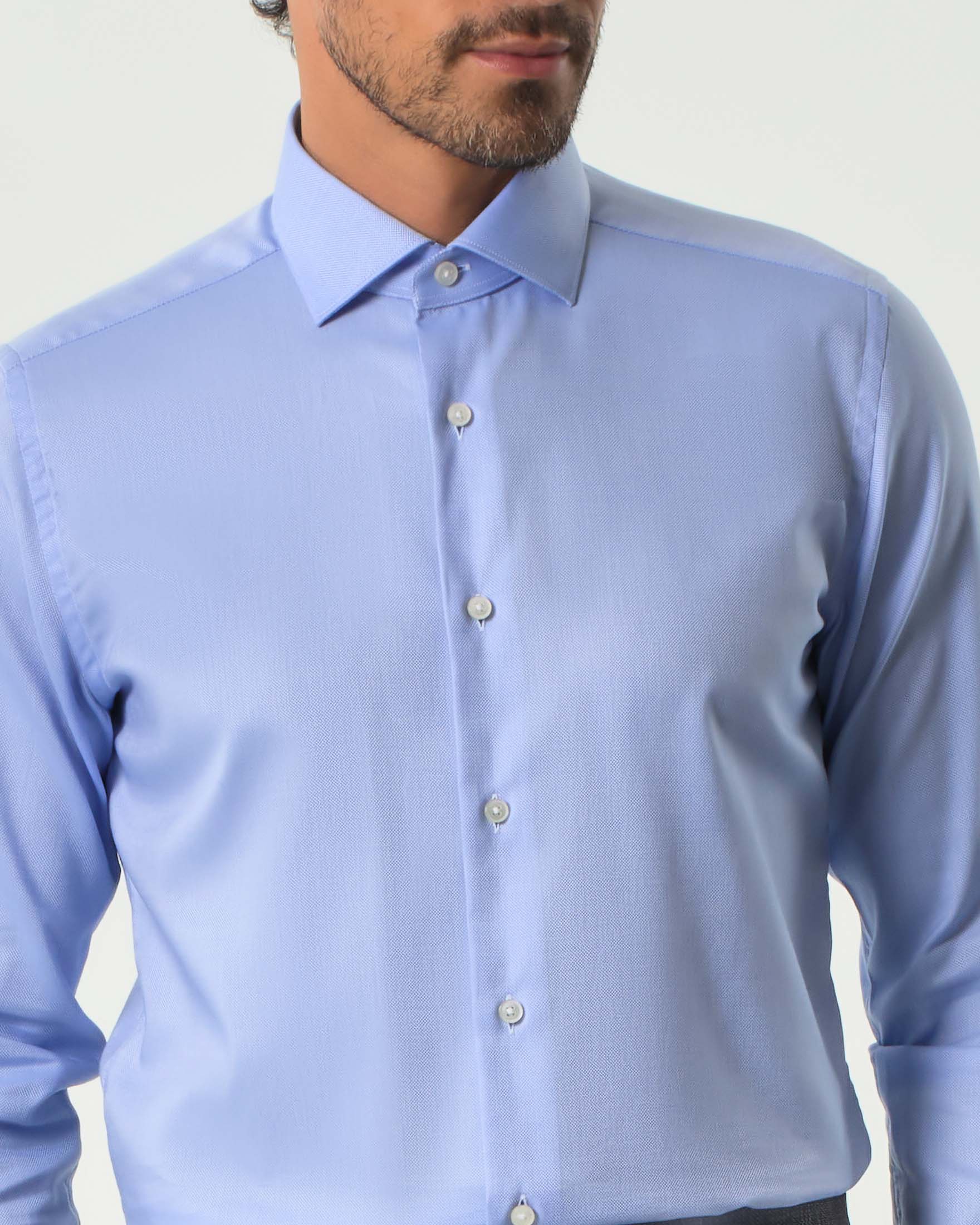 Camicia Xacus celeste in puro cotone micro armatura tailor-fit image