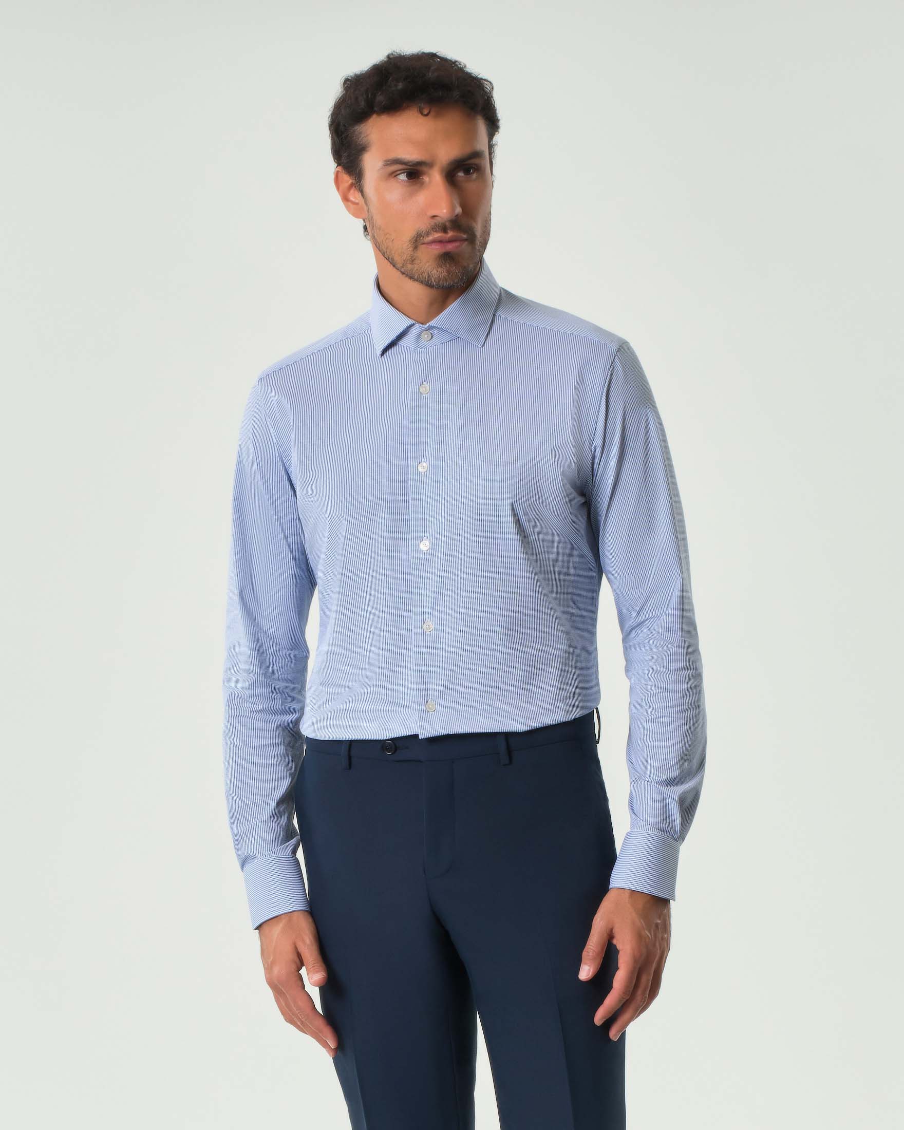 Camicia Xacus azzurra micro armatura in tessuto tecnico active