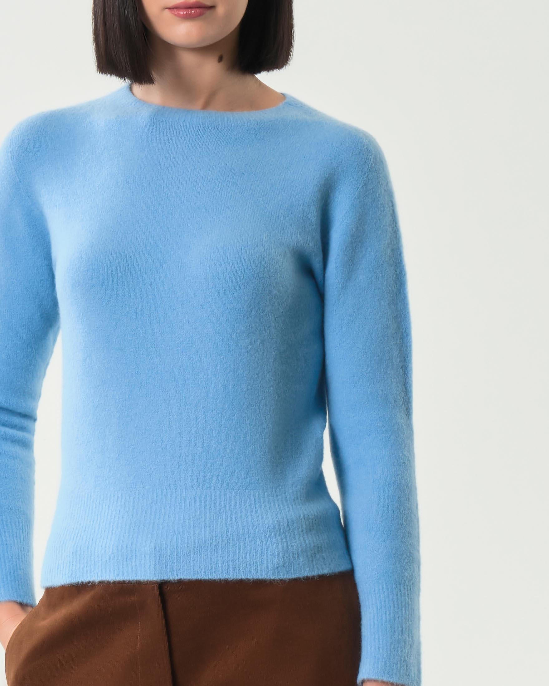 Maglia celeste girocllo Hlo! in misto alpaca e lana effetto soft image