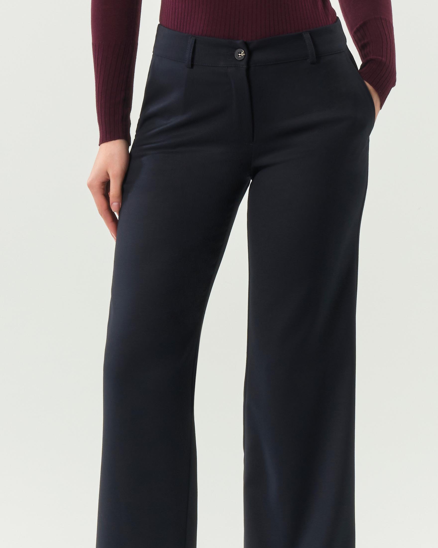 Pantaloni blu straight Hlo! in tela di misto viscosa dalla linea straight