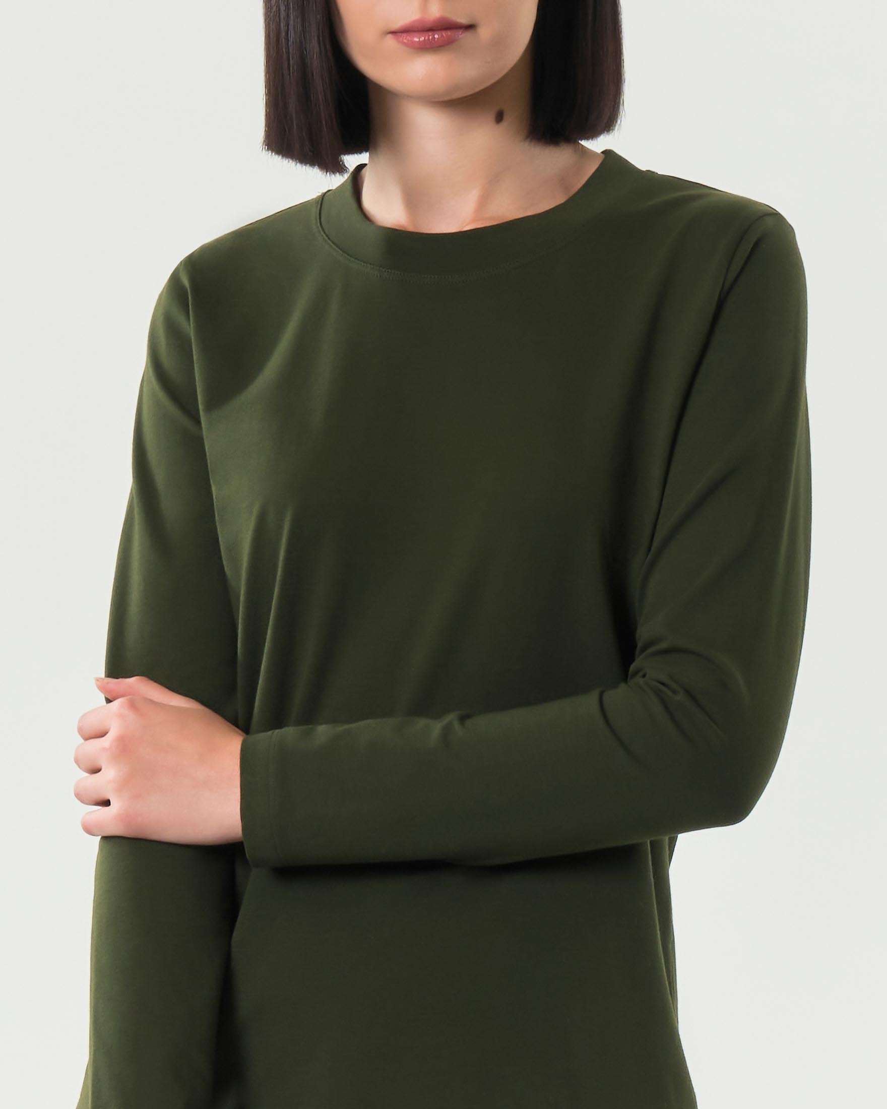 Maglia verde manica lunga Hlo! in cotone stretch a scollo tondo image