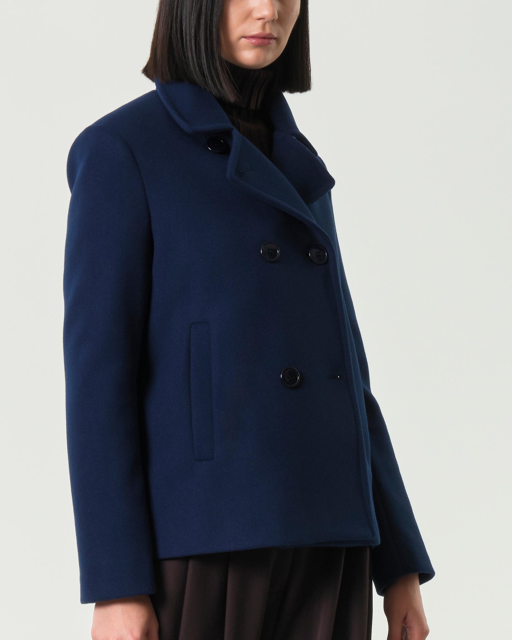 Caban blu elettrico Hlo! in panno effetto lana con chiusura a doppiopetto image