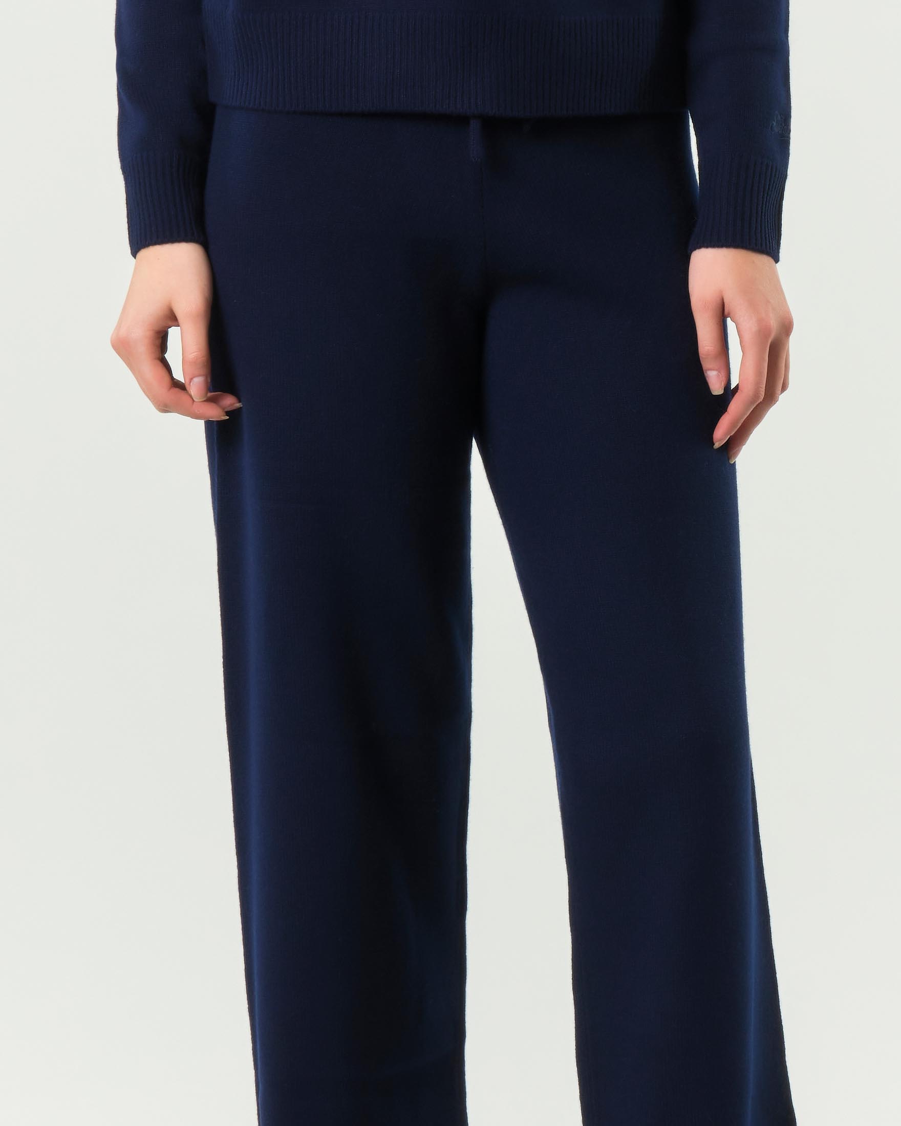 Pantaloni blu MC2 Saint Barth in lana e cashmere con coulisse in vita image
