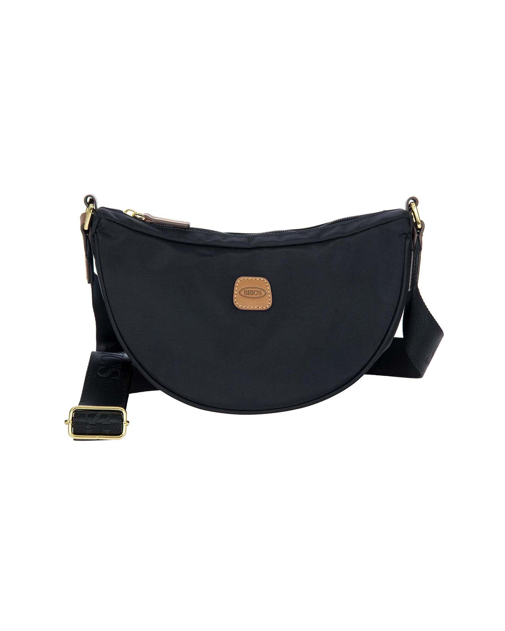 Borsa a mezzaluna blu Bric's misura piccola in nylon con tracolla in tessuto