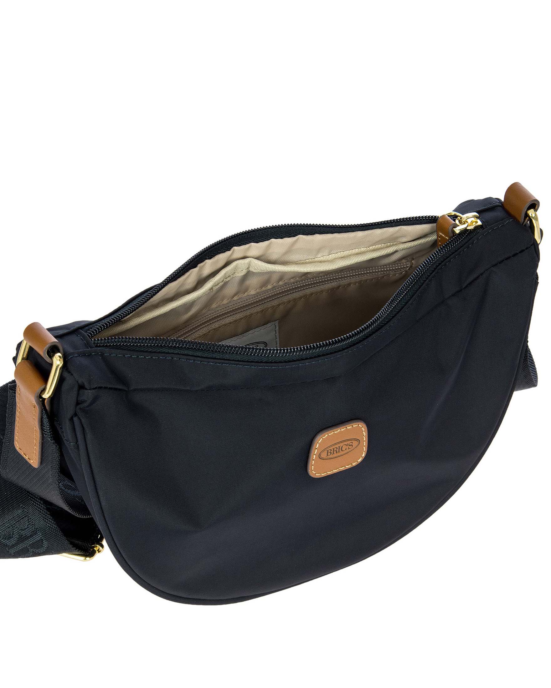 Borsa a mezzaluna blu Bric's misura piccola in nylon con tracolla in tessuto image