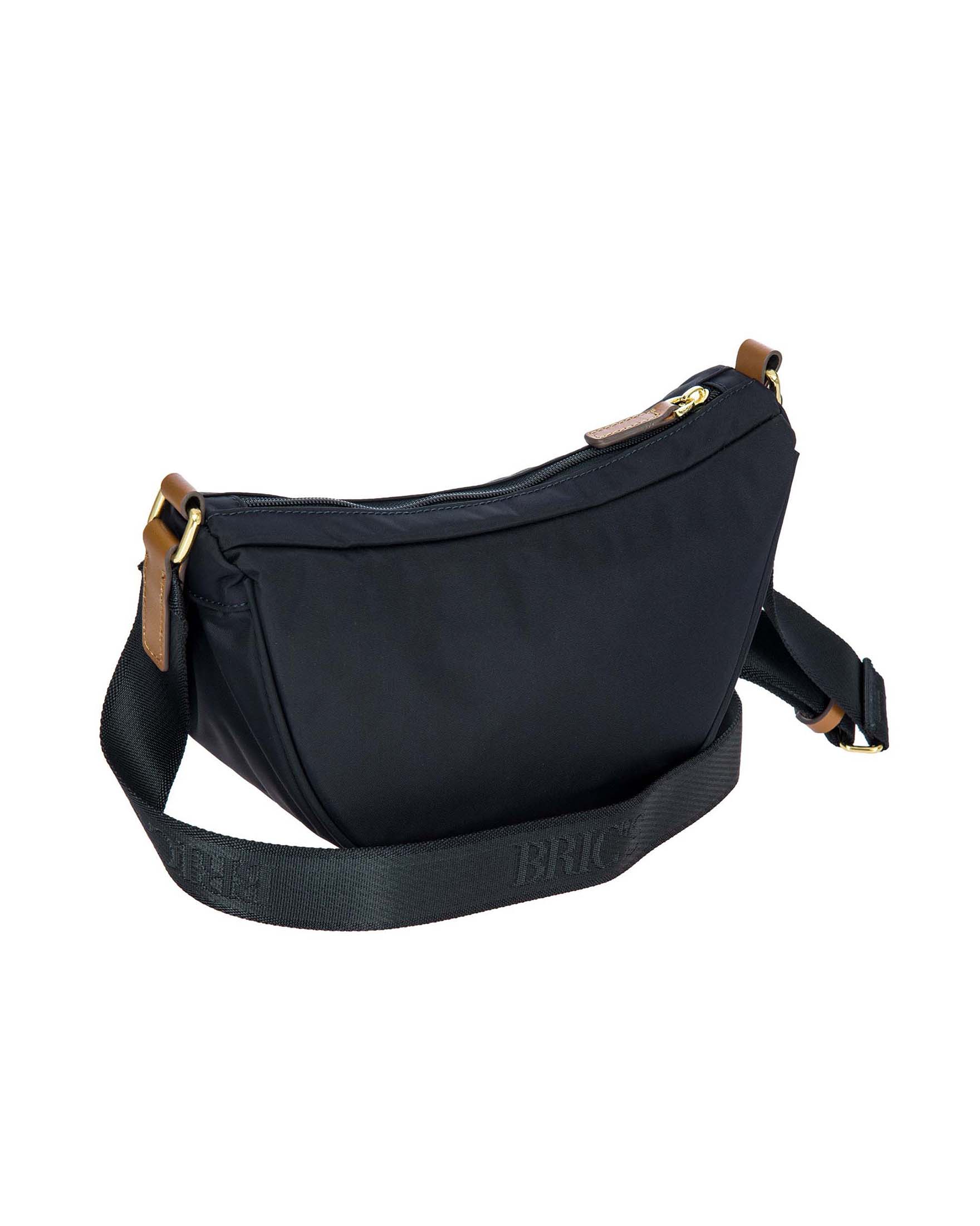 Borsa a mezzaluna blu Bric's misura piccola in nylon con tracolla in tessuto