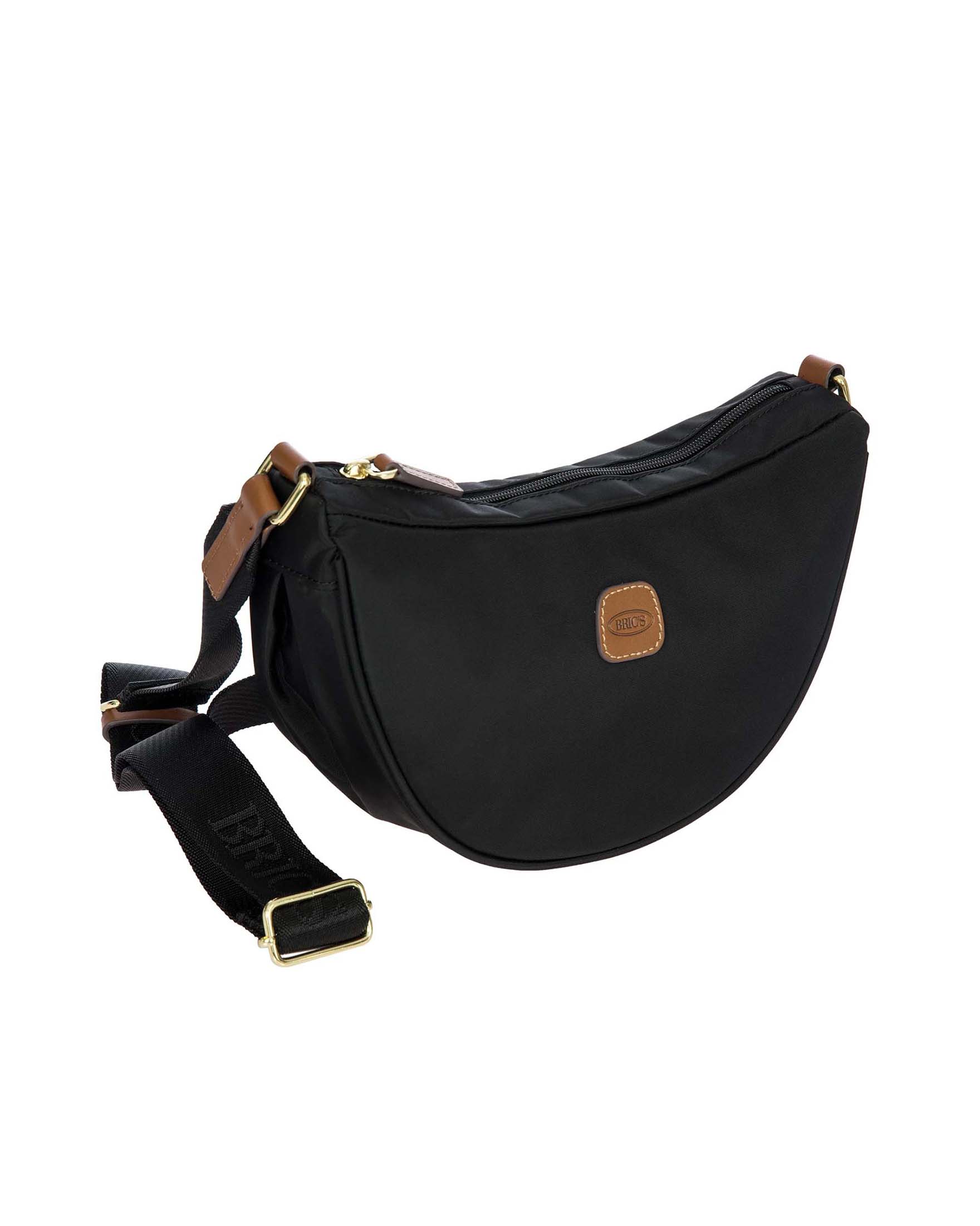 Borsa a mezzaluna nera Bric's misura piccola in nylon con tracolla in tessuto image