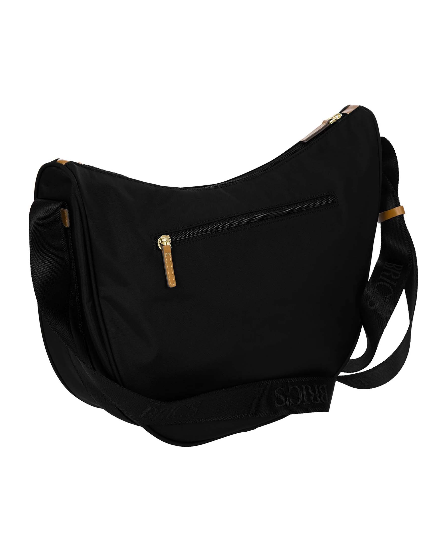 Borsa a tracolla nera Bric's misura grande a mezzaluna Bric's in nylon con tracolla in tessuto