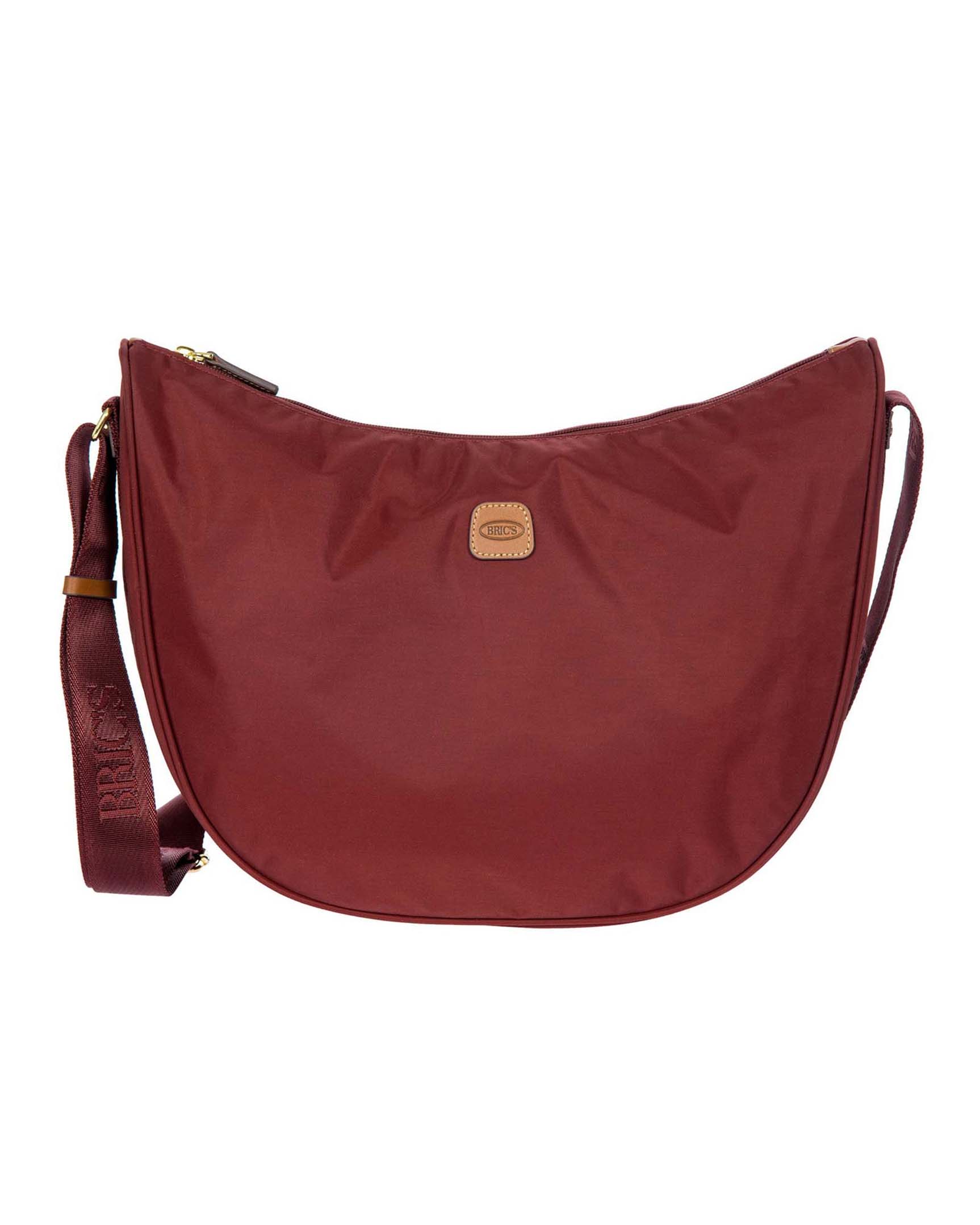 Borsa a mezzaluna bordeaux misura grande Bric's in nylon con tracolla in tessuto