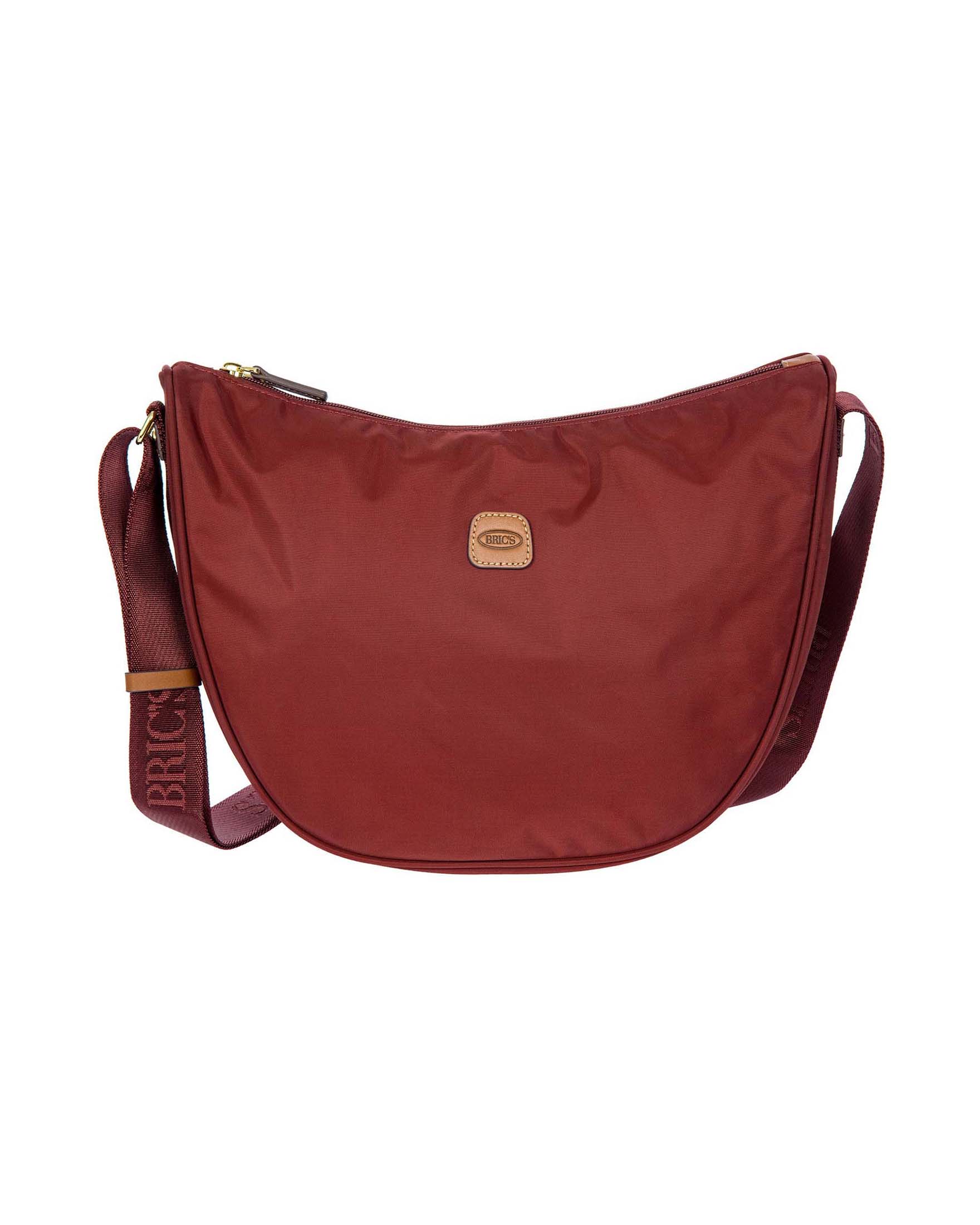Borsa a mezzaluna bordeaux Bric's misura media in nylon con tracolla in tessuto