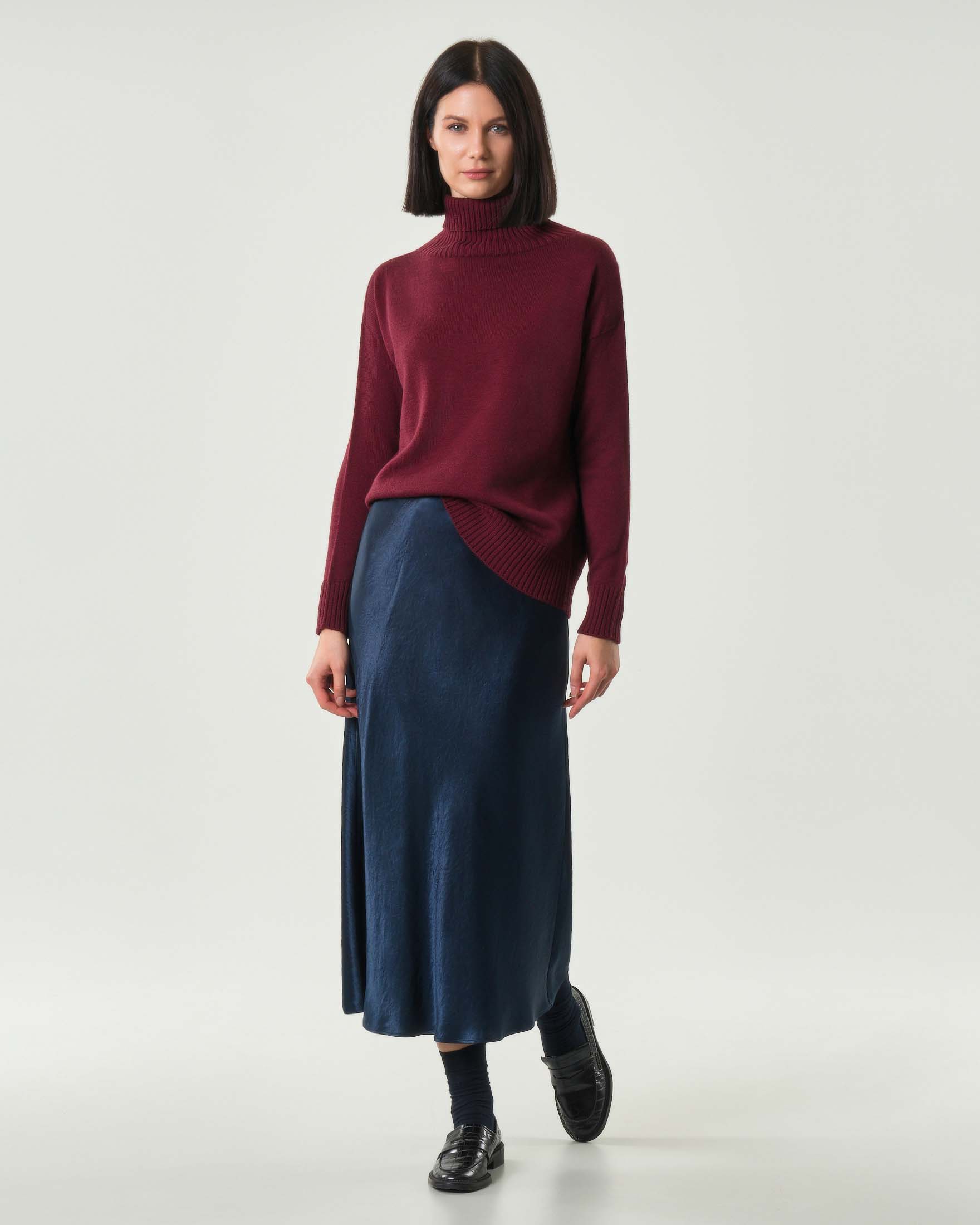 Gonna midi blu in satin MM Max Mara