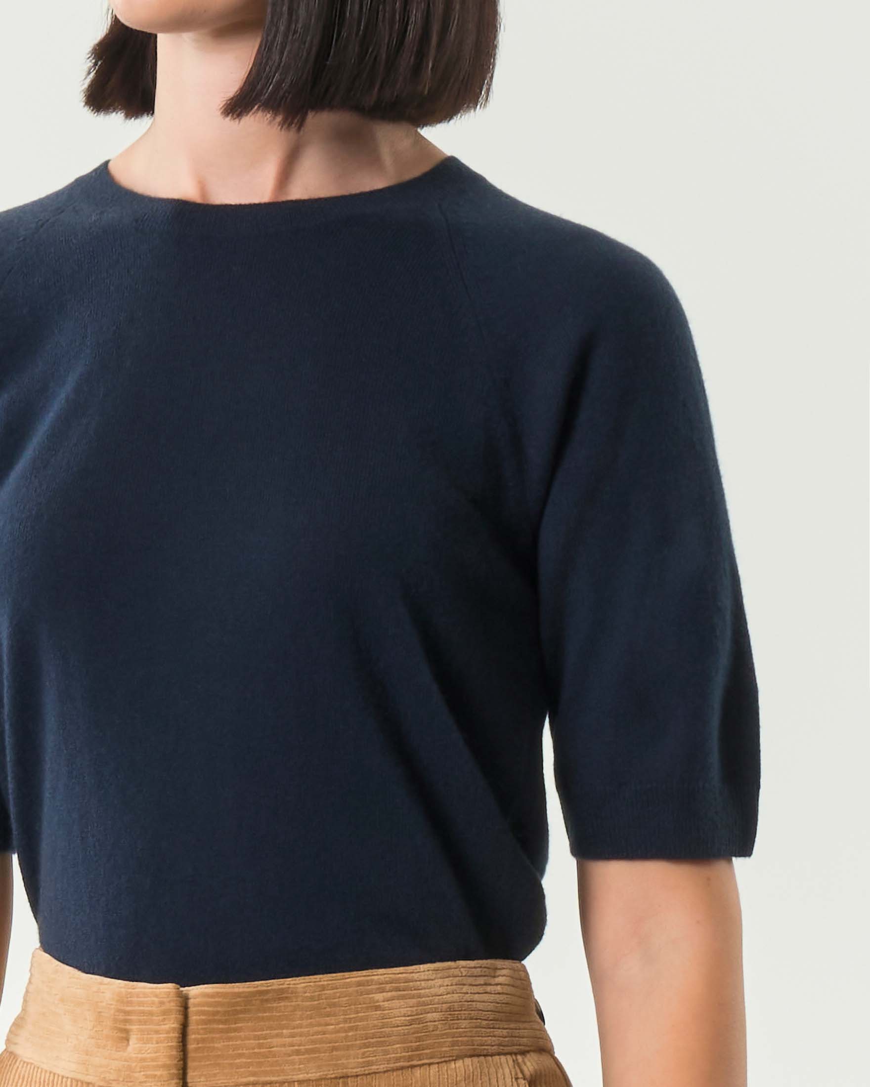 Maglia blu MM Max Mara in lana e cashmere a maniche corte image