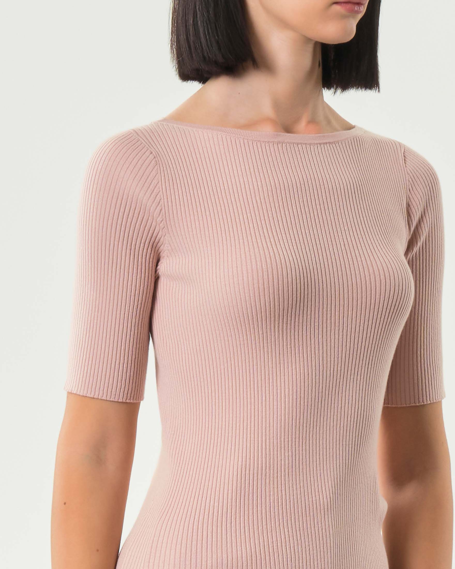 Maglia rosa in misto viscosa Weekend Max Mara con maniche al gomito image