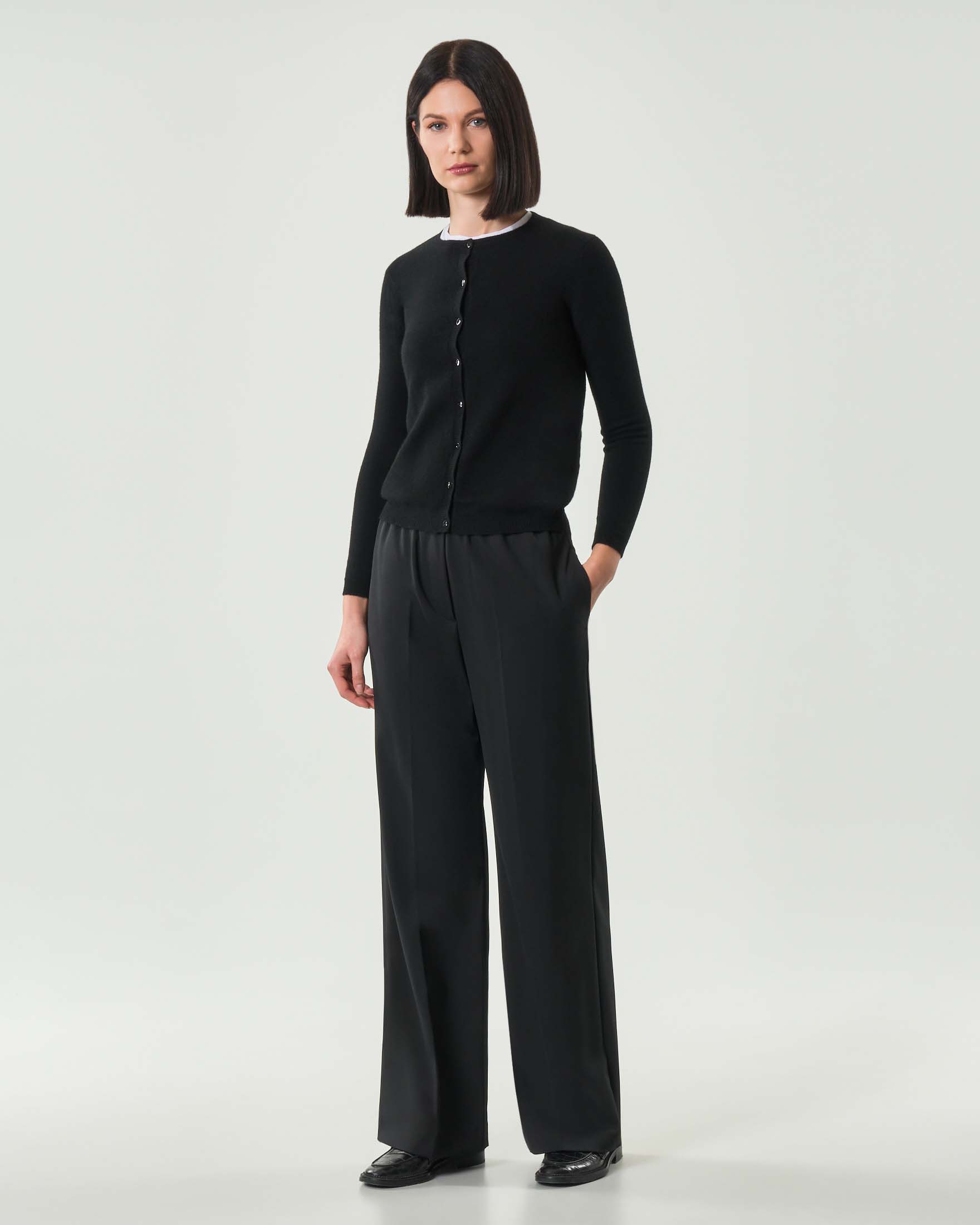 Pantaloni neri in misto lana Weekend Max Mara Con elastico in vita