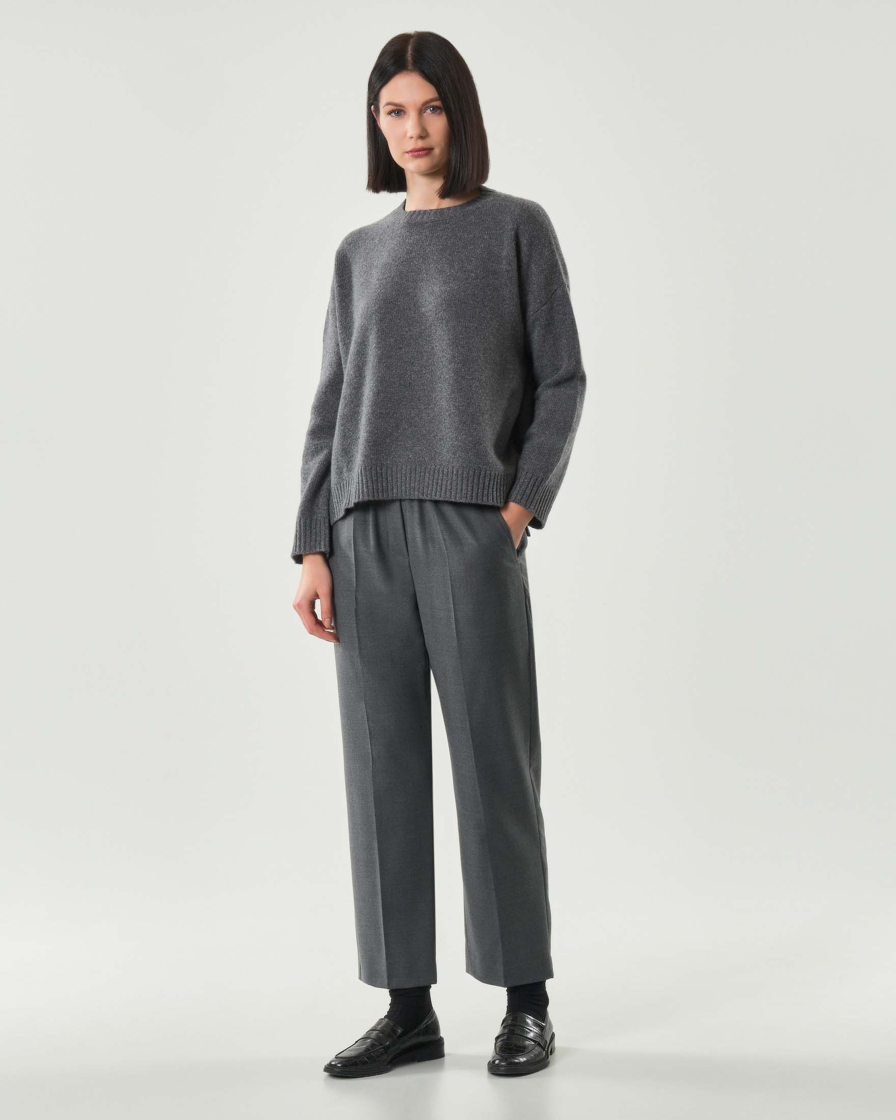 Maglia girocollo grigio antracite Weekend Max Mara in pura lana image