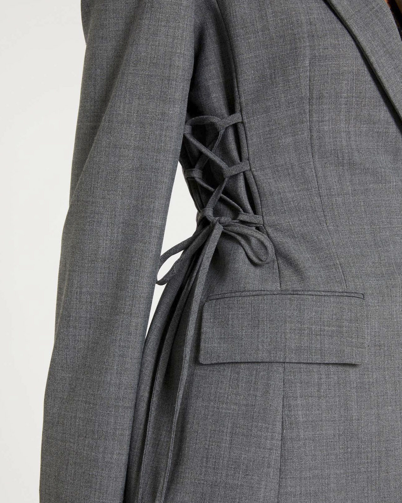 Blazer grigio sfiancato Marella in tela di misto lana stretch con lacci sui fianchi image