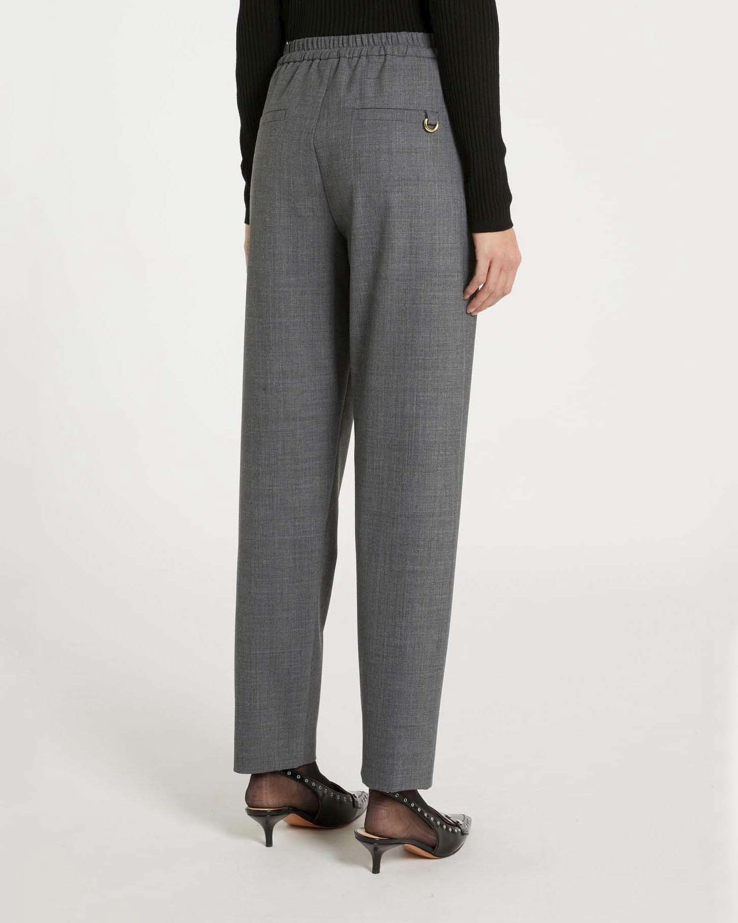 Joggers grigi in tela di lana Marella con elastico e coulisse in vita image