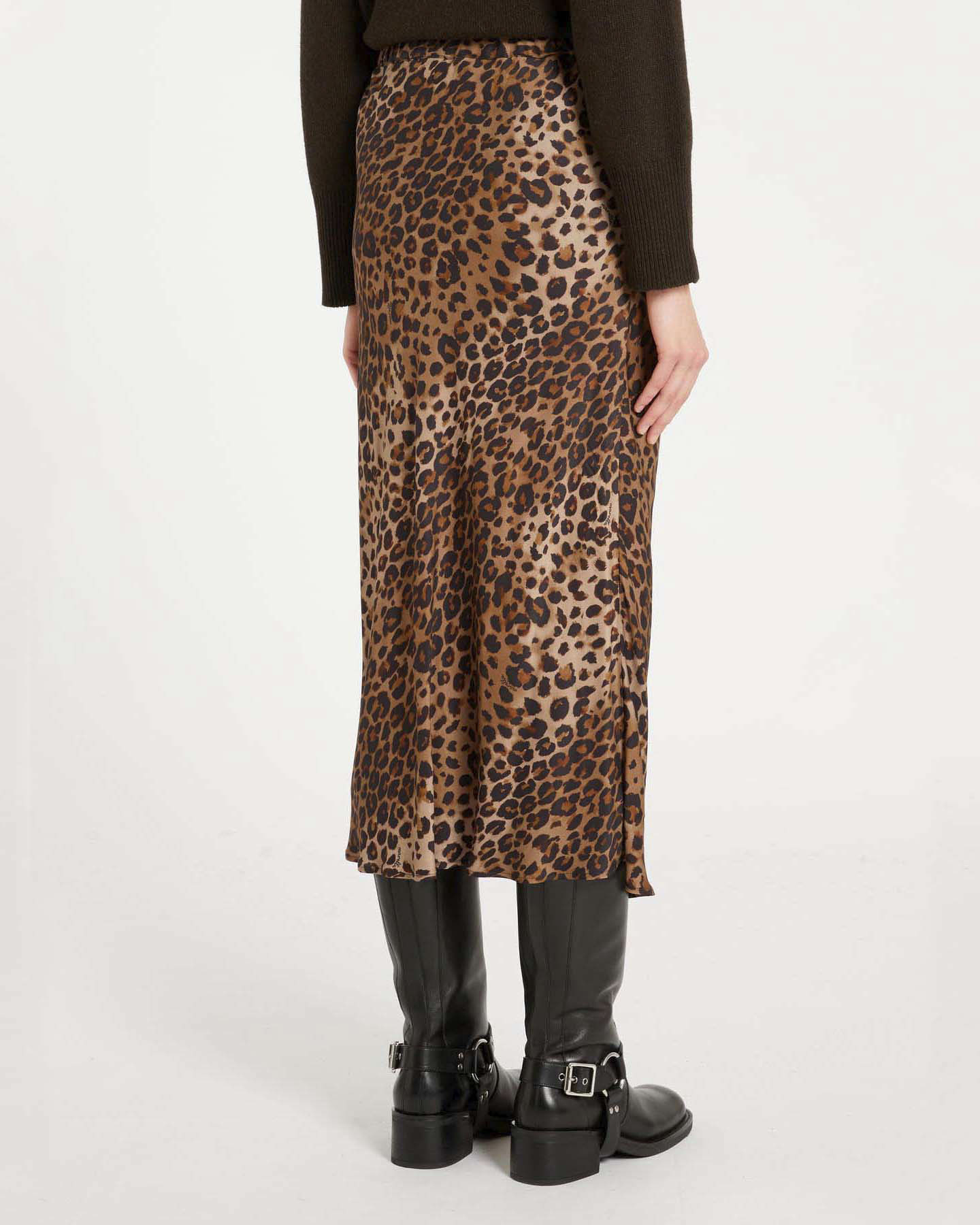 Gonna lunga in twill di viscosa a stampa animalier Marella image