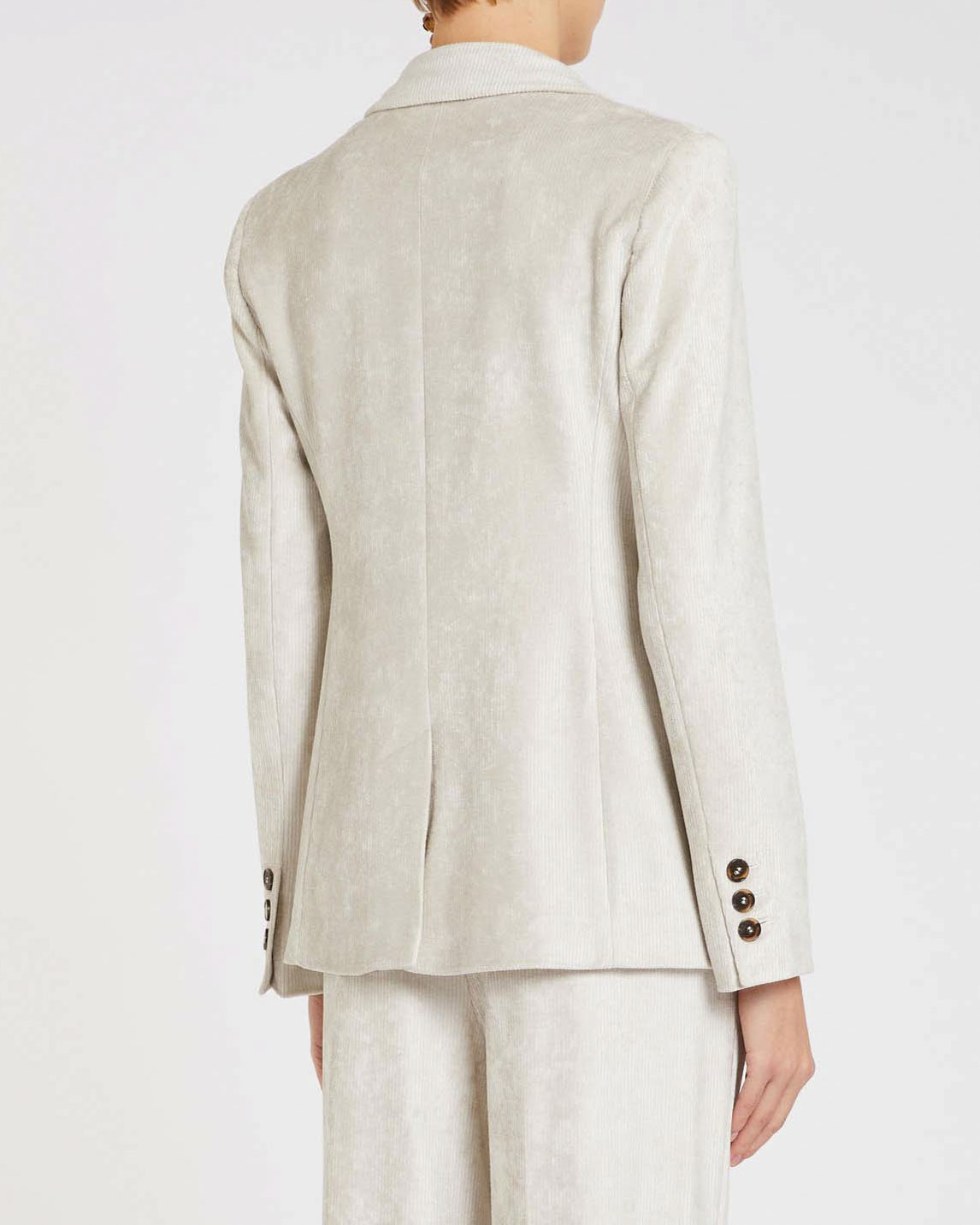 Blazer doppiopetto color sabbia Marella in jersey effetto velluto a coste di misto viscosa image