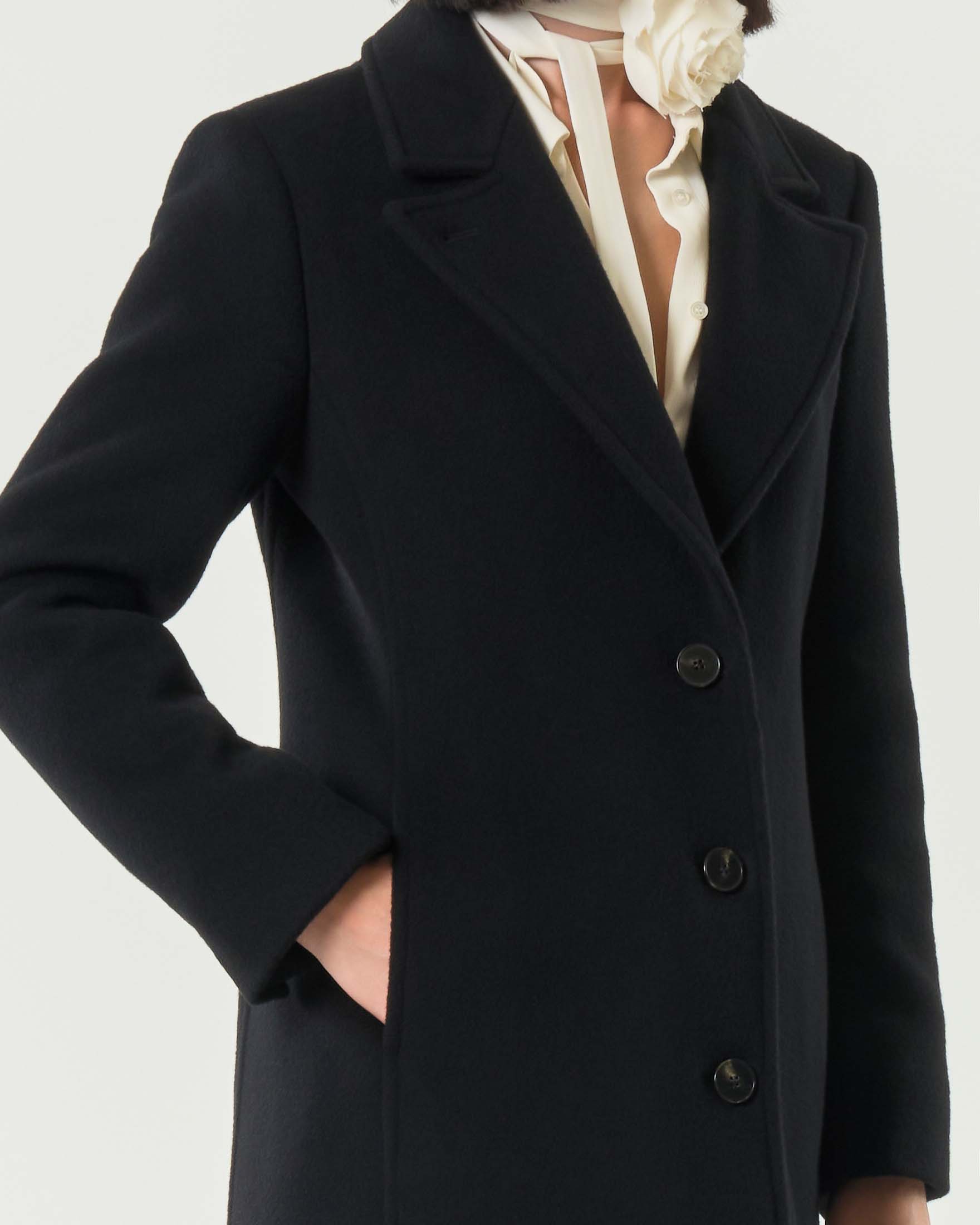 Cappotto nero Marella in panno di lana dal taglio maschile image